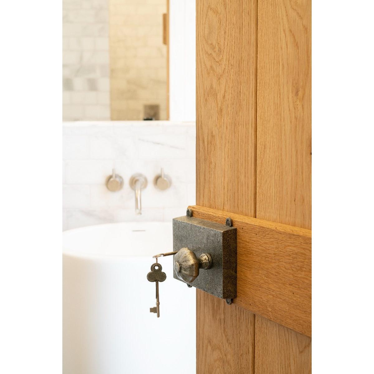 Pewter Rim Lock & Cast Iron Cover | From The Anvil-Rim Locks & Latches-Yester Home