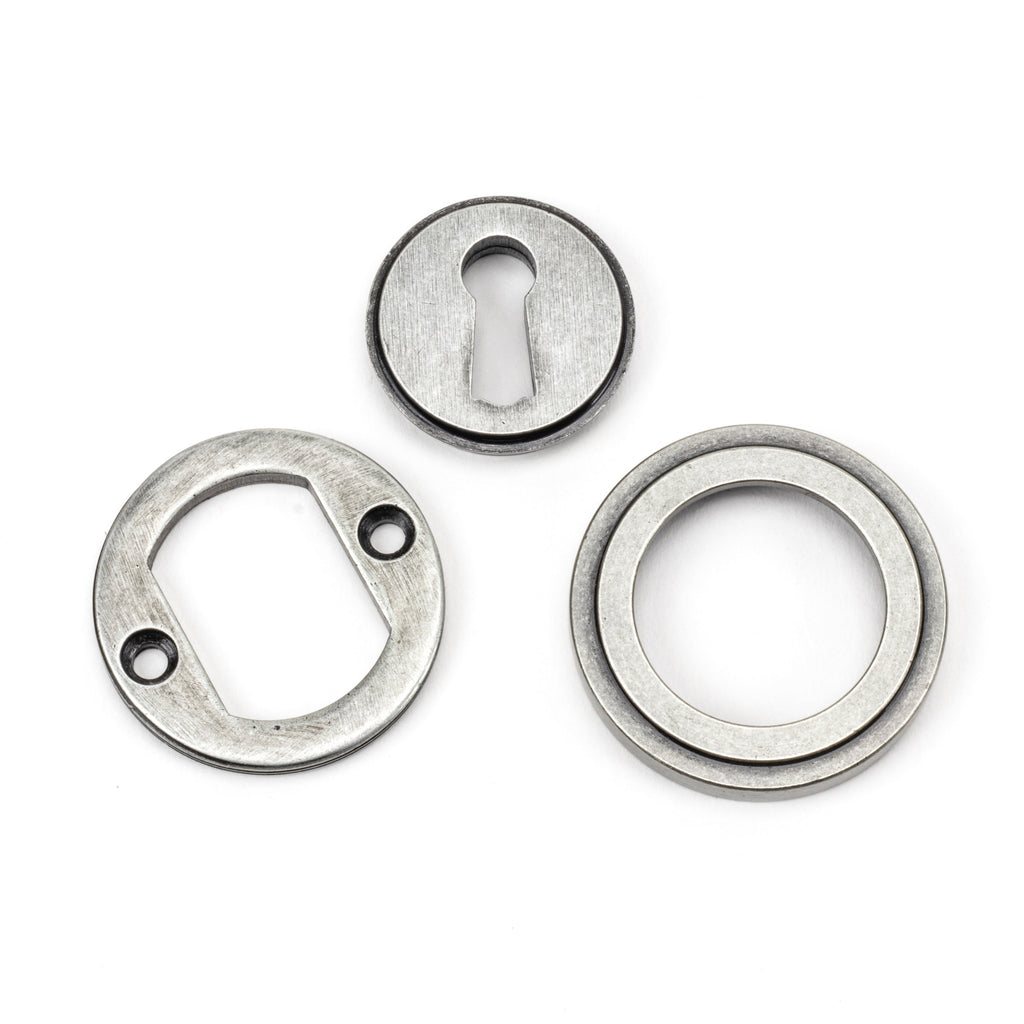 Pewter Round Escutcheon (Art Deco) | From The Anvil-Escutcheons-Yester Home