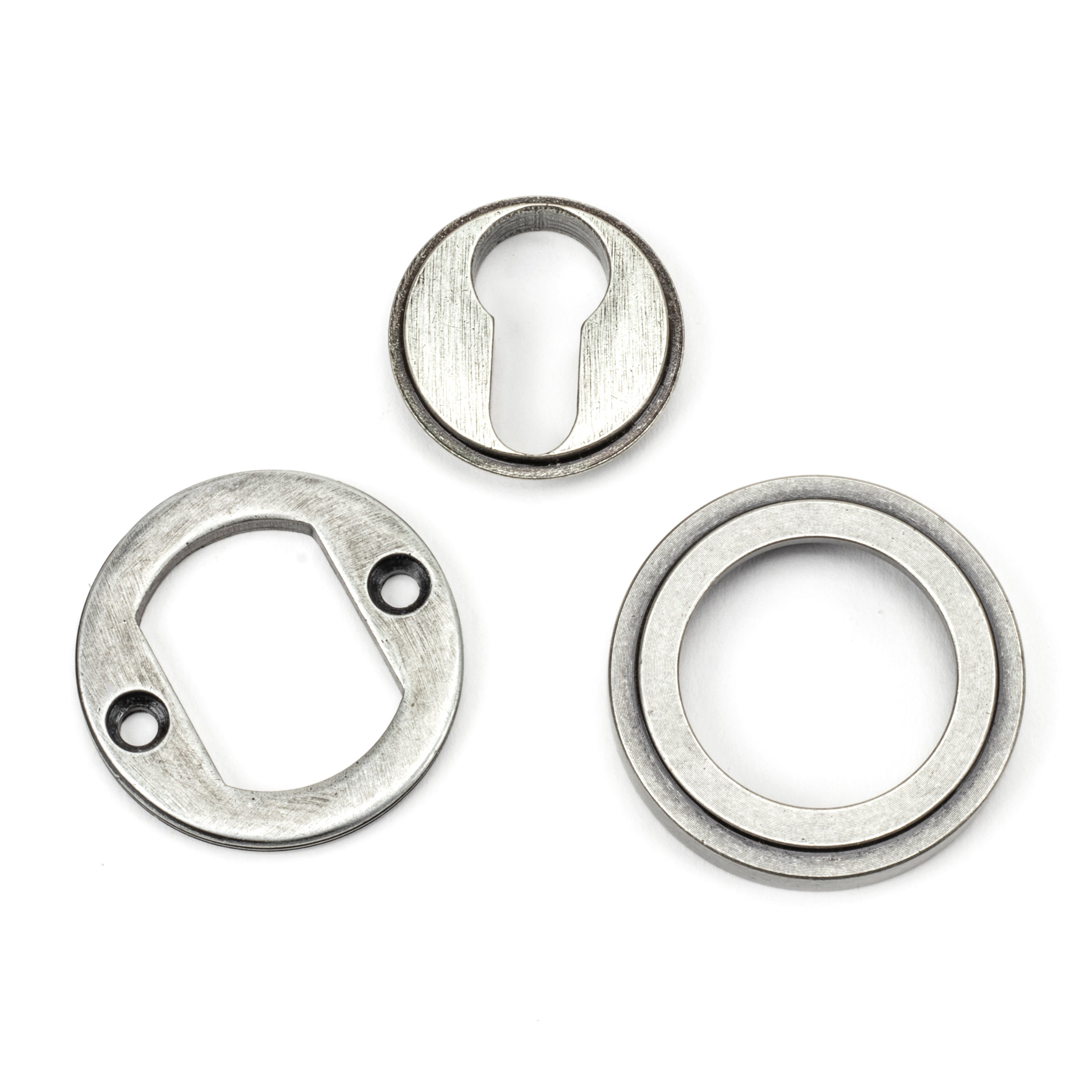 Pewter Round Euro Escutcheon (Art Deco) | From The Anvil-Euro Escutcheons-Yester Home