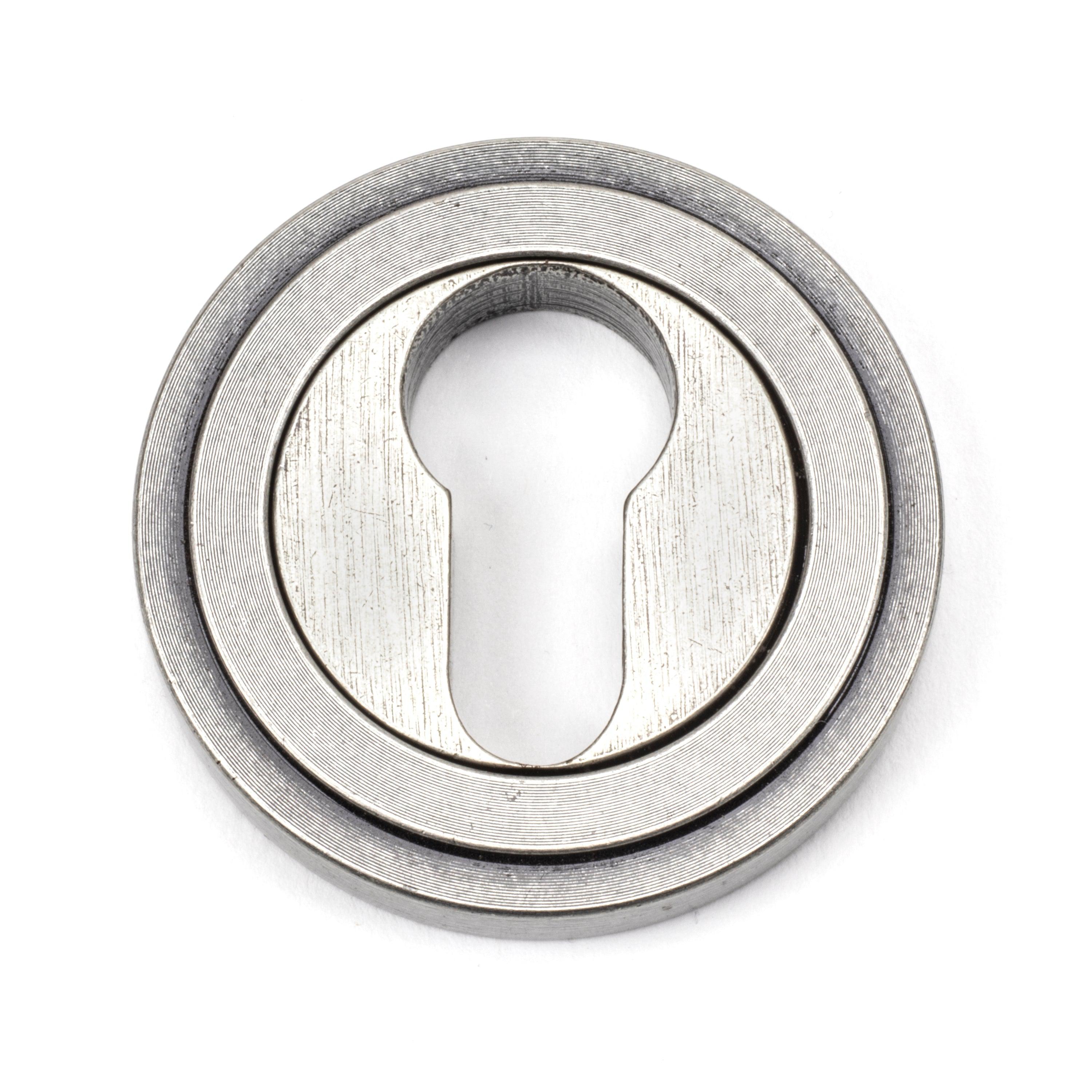Pewter Round Euro Escutcheon (Art Deco) | From The Anvil-Euro Escutcheons-Yester Home