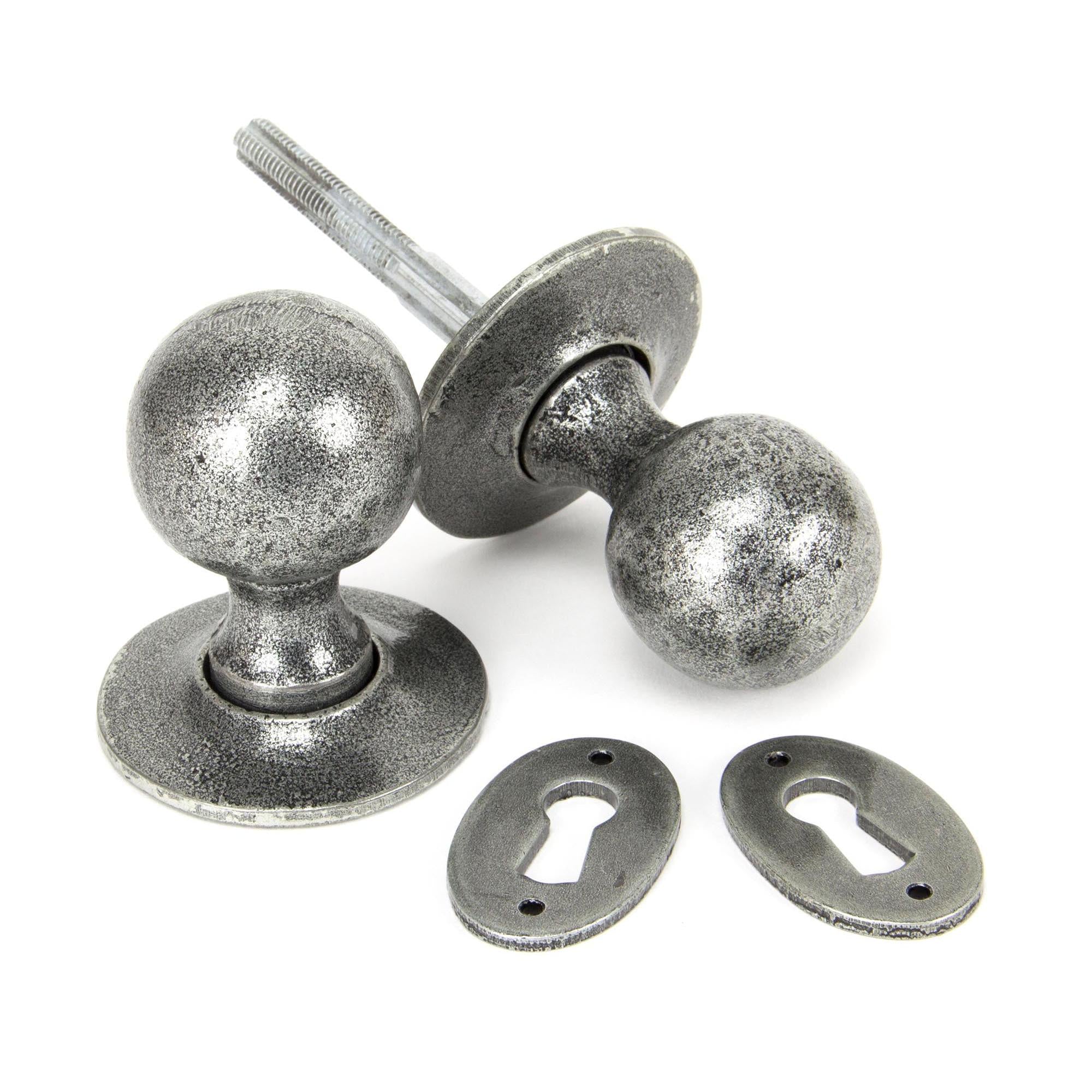 Pewter Round Mortice/Rim Knob Set | From The Anvil - Mortice Knobs - From The Anvil - Yester Home