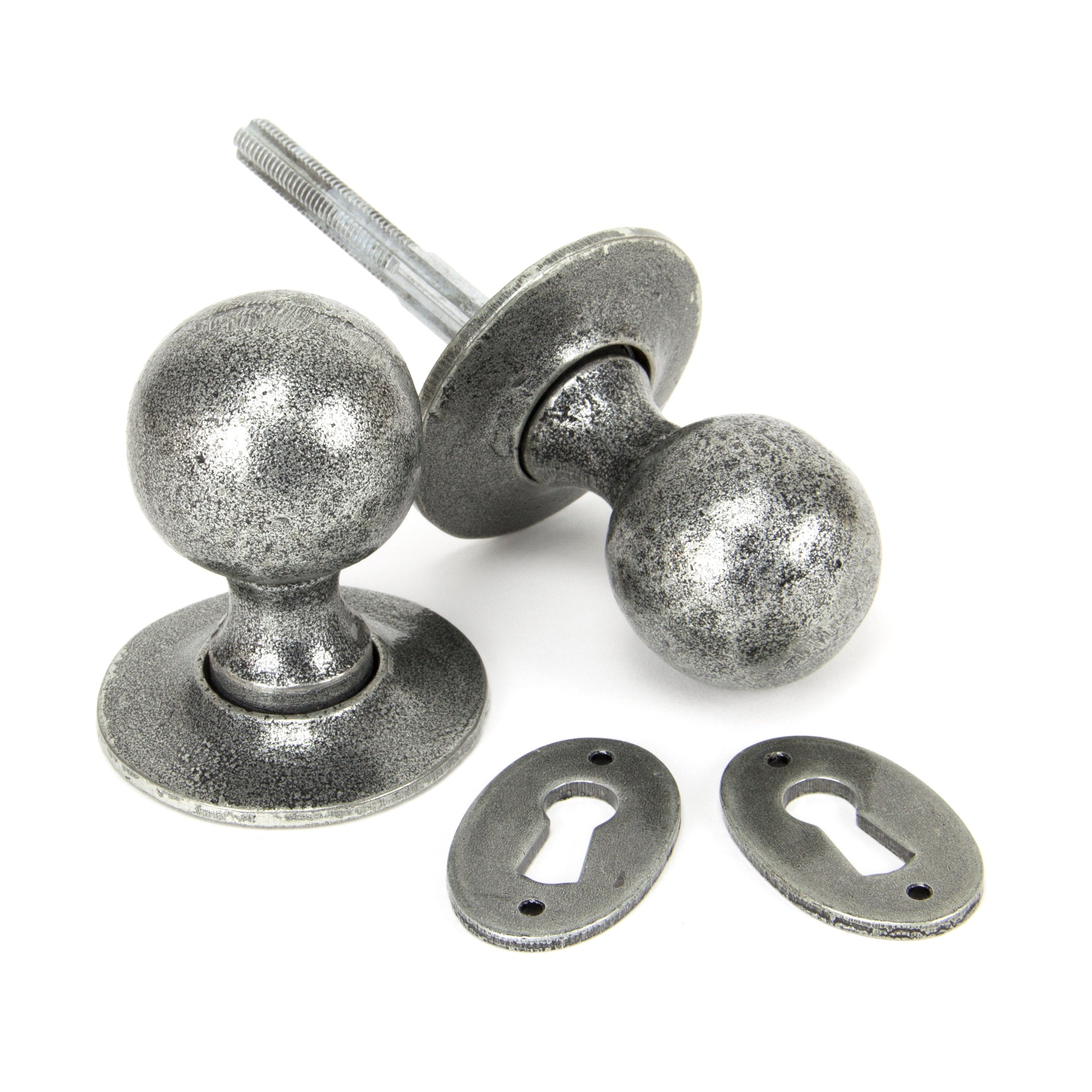 Pewter Round Mortice/Rim Knob Set | From The Anvil-Mortice Knobs-Yester Home