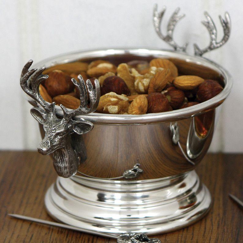 Pewter Stag Nut Bowl-Nut Bowls-Yester Home