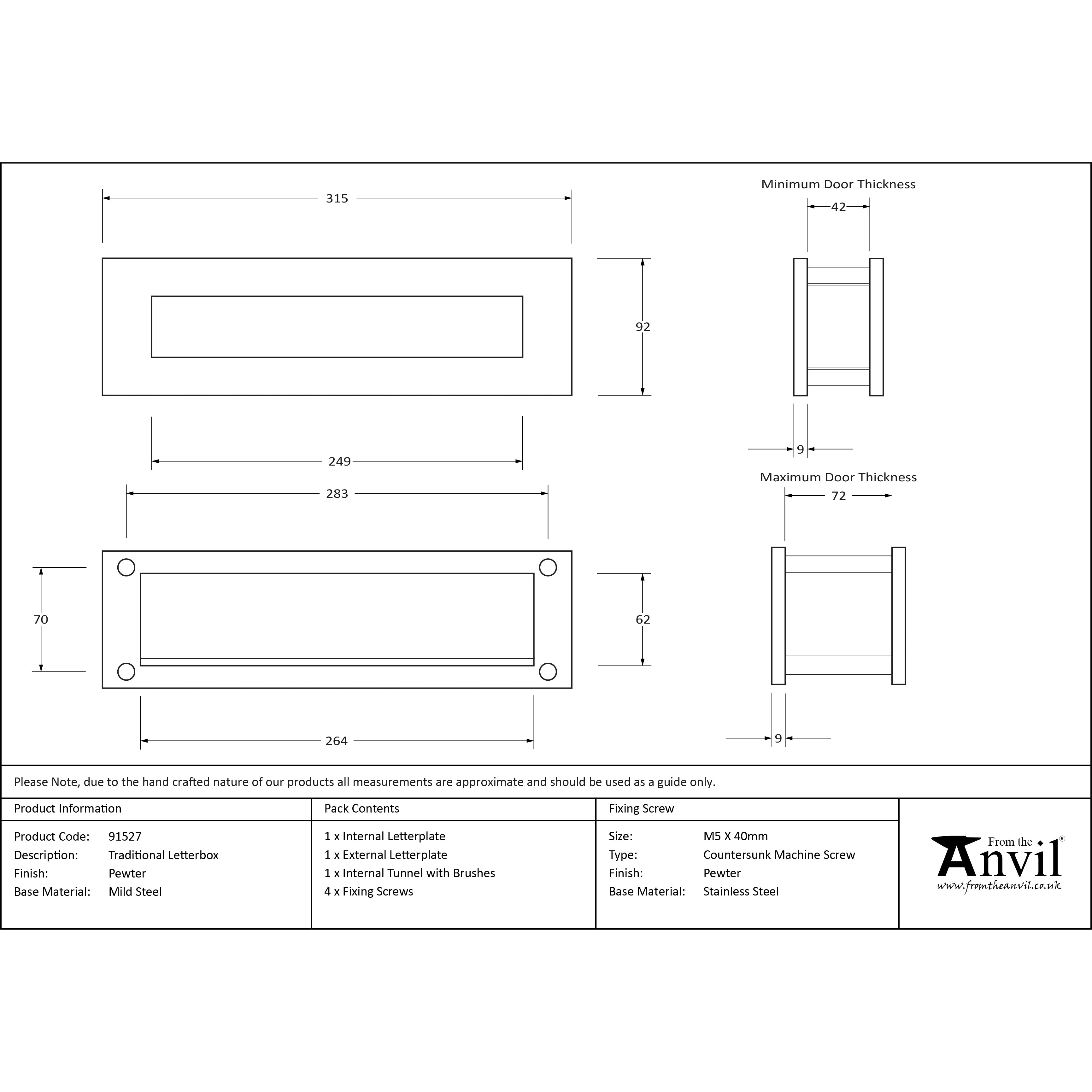 Pewter Traditional Letterbox | From The Anvil-Letterbox-Yester Home