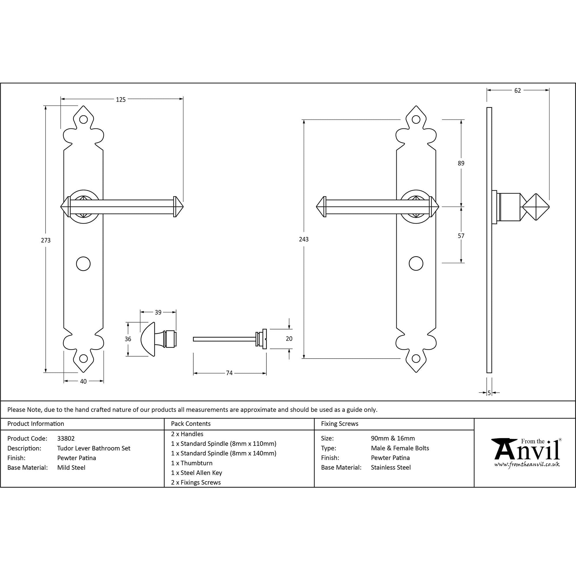 Pewter Tudor Lever Bathroom Set | From The Anvil - Lever Bathroom - From The Anvil - Yester Home