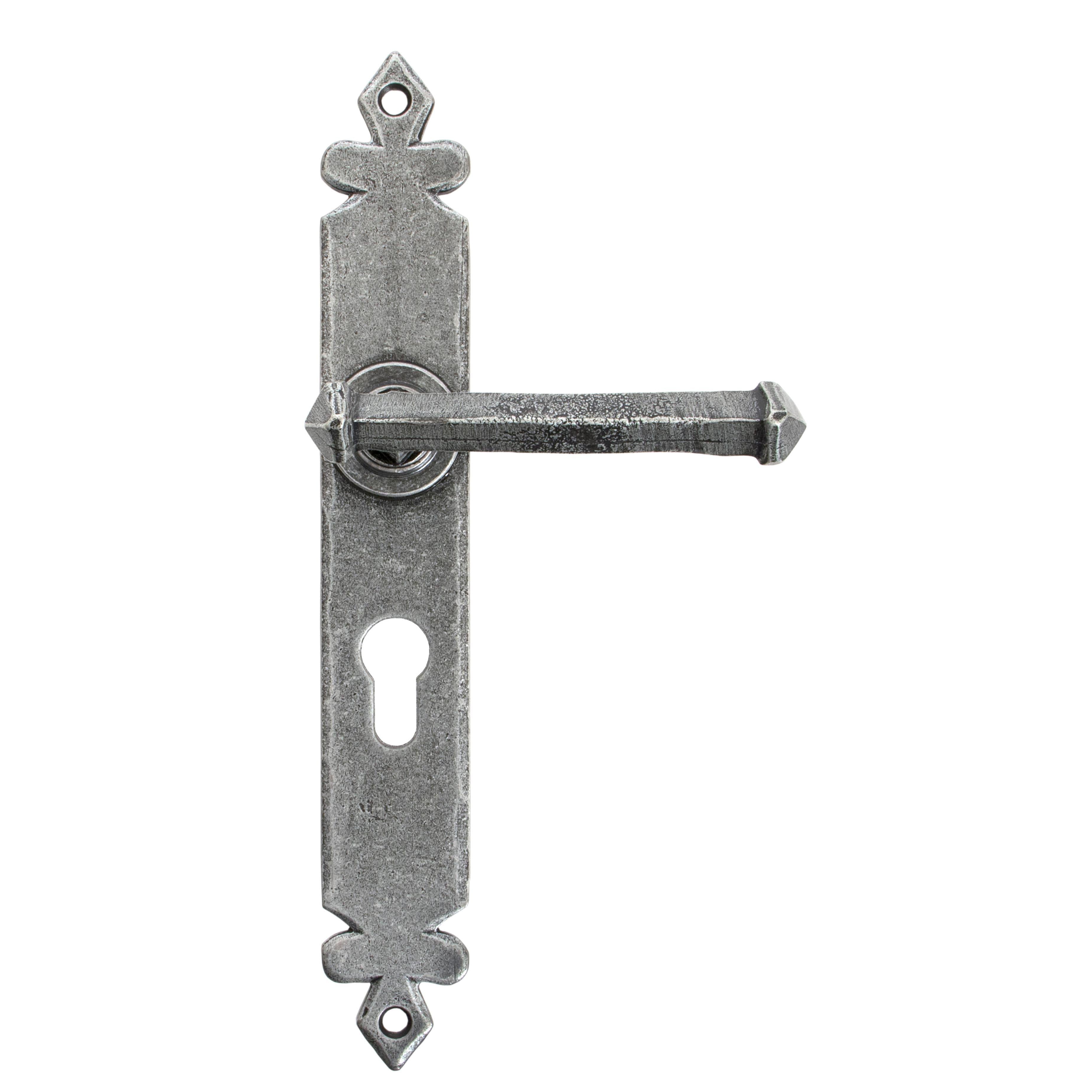Pewter Tudor Lever Euro Lock Set | From The Anvil - Lever Euro - From The Anvil - Yester Home