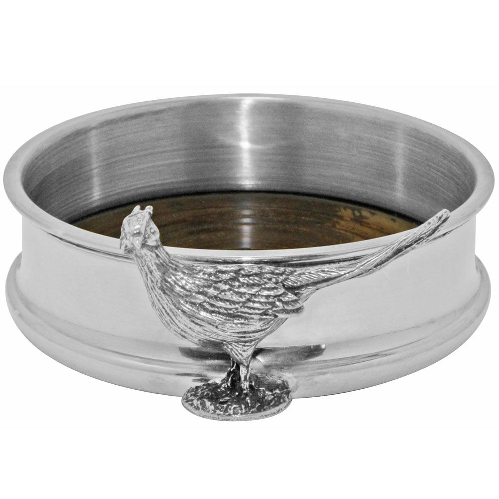 Pheasant Pewter Wine Bottle Coaster-Bottle Coasters-Yester Home