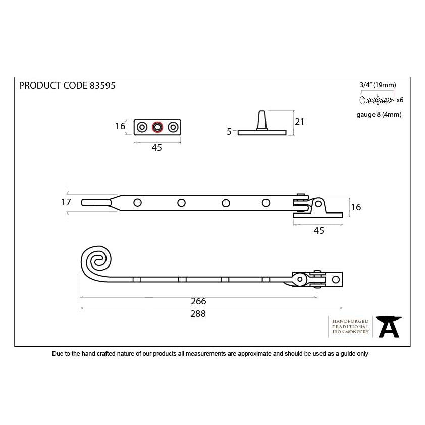 Polished Brass 10" Monkeytail Stay | From The Anvil-Stays-Yester Home