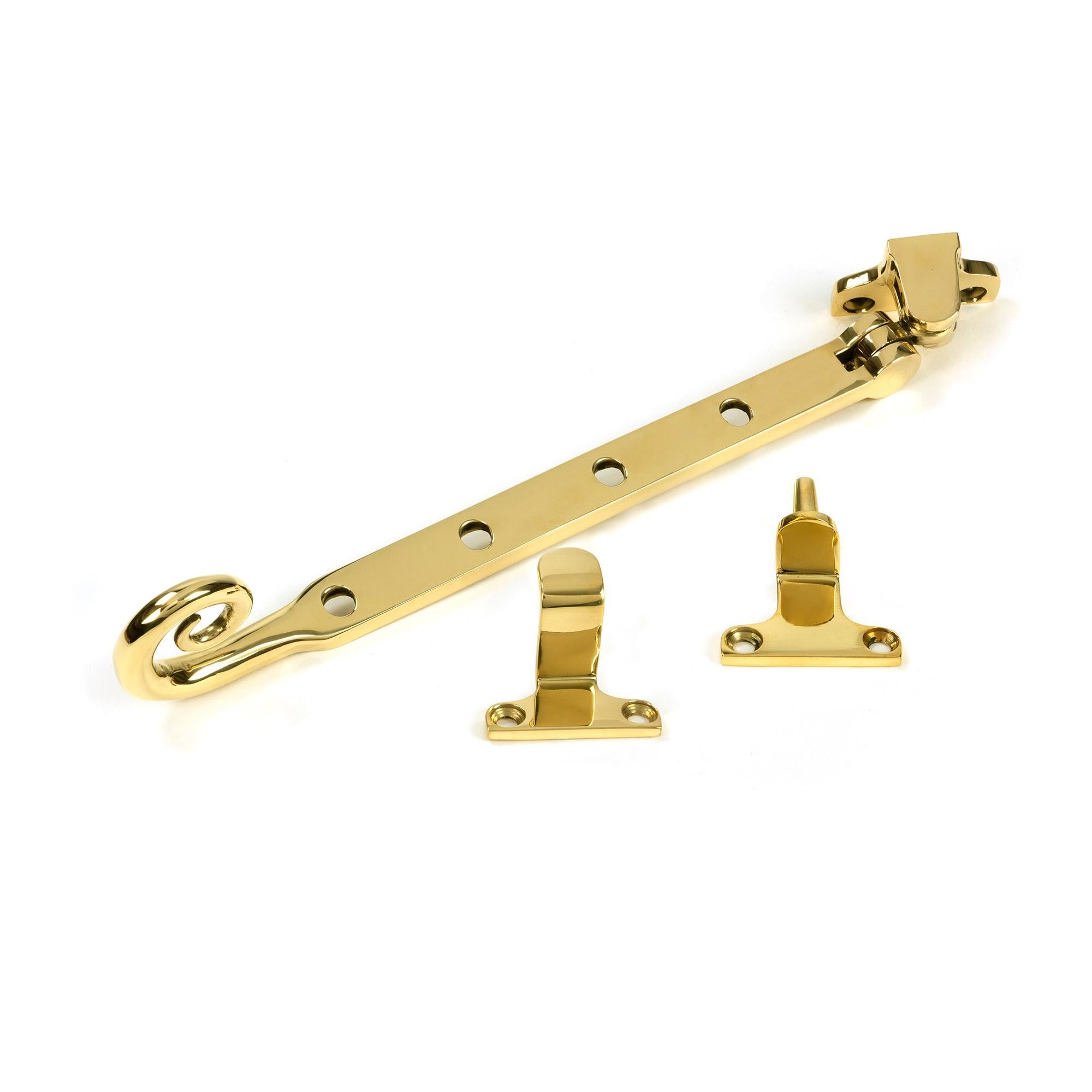 Polished Brass 10" Monkeytail Stay (Steel Window) - Stays - From The Anvil - Yester Home