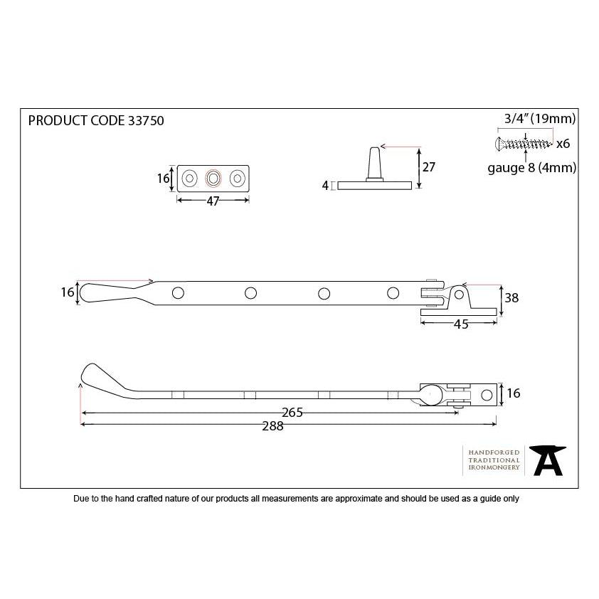 Polished Brass 10" Peardrop Stay | From The Anvil-Stays-Yester Home