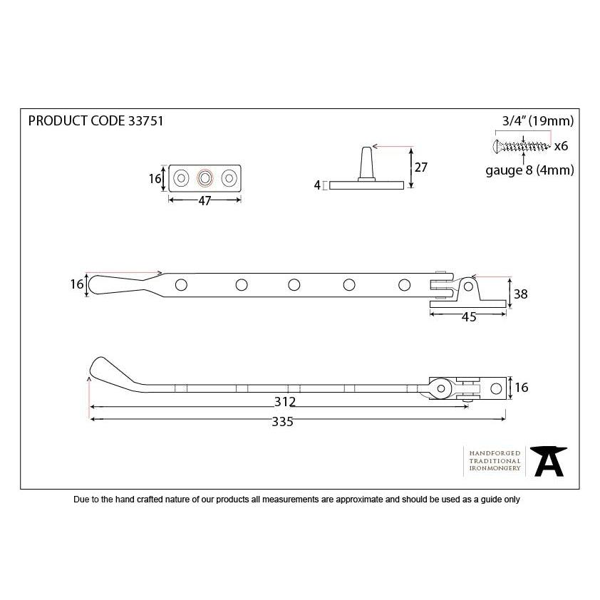 Polished Brass 12" Peardrop Stay | From The Anvil-Stays-Yester Home