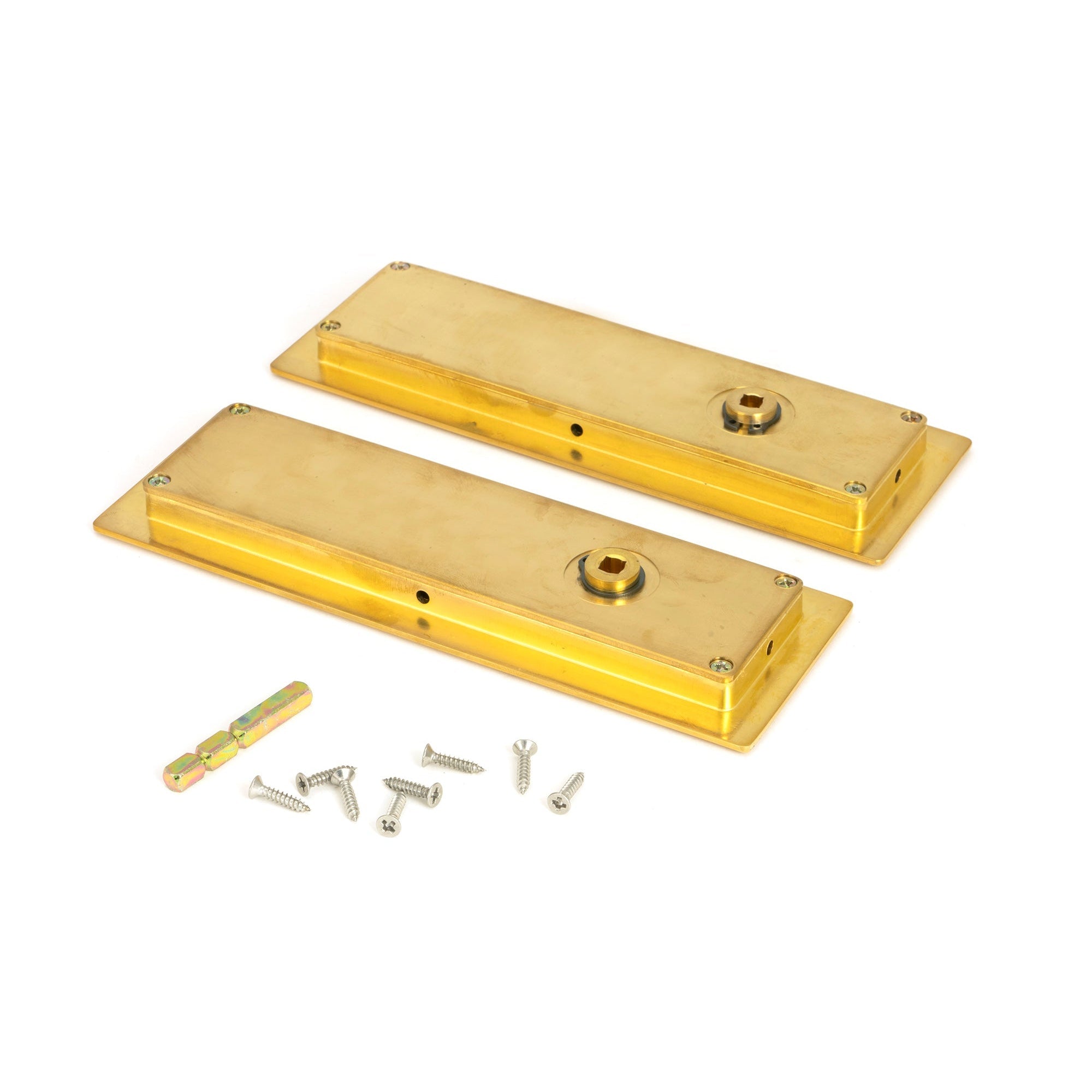 Polished Brass 175mm Art Deco Rectangular Pull - Privacy Set | From The Anvil-Cabinet Pulls-Yester Home