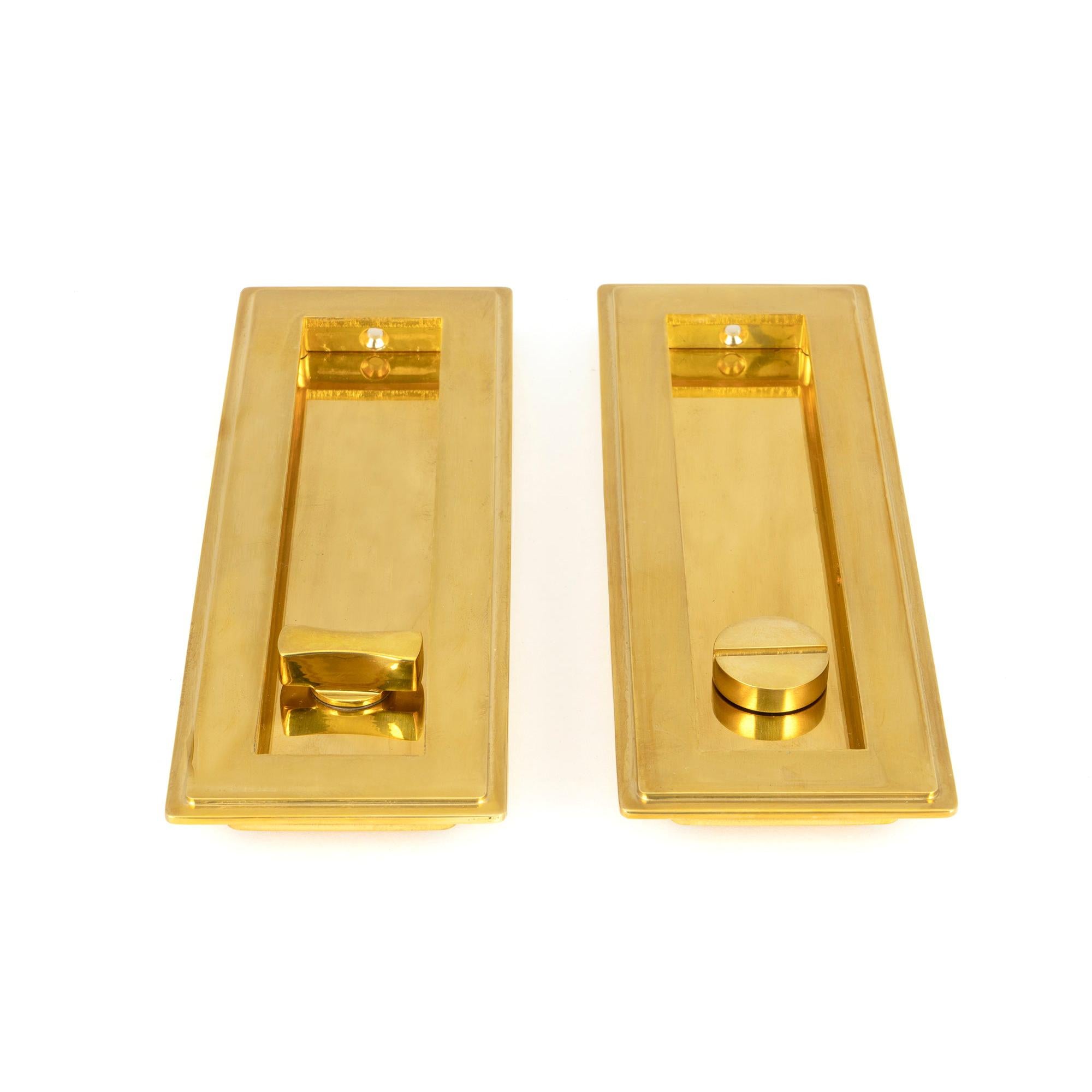 Polished Brass 175mm Art Deco Rectangular Pull - Privacy Set | From The Anvil - Cabinet Pulls - From The Anvil - Yester Home
