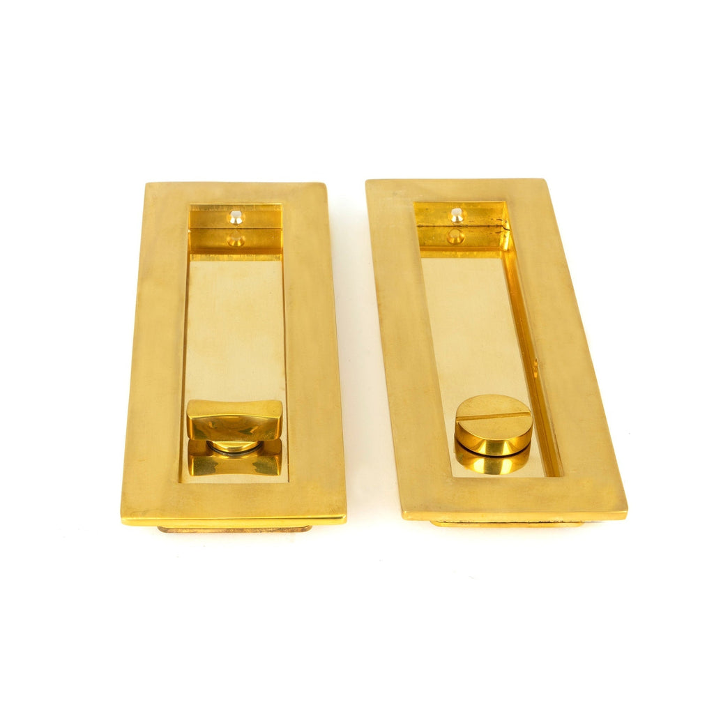 Polished Brass 175mm Plain Rectangular Pull - Privacy Set | From The Anvil-Cabinet Pulls-Yester Home