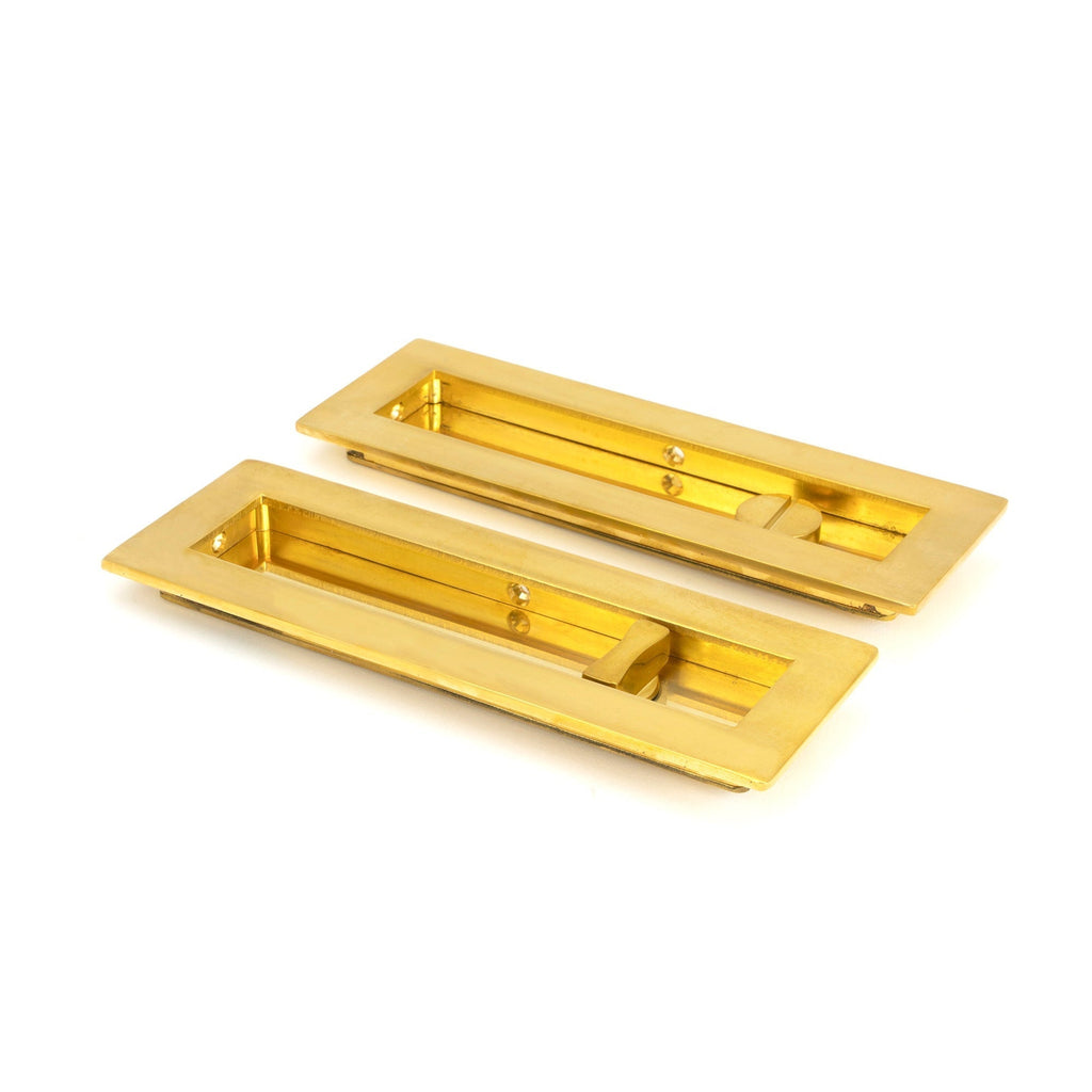 Polished Brass 175mm Plain Rectangular Pull - Privacy Set | From The Anvil-Cabinet Pulls-Yester Home