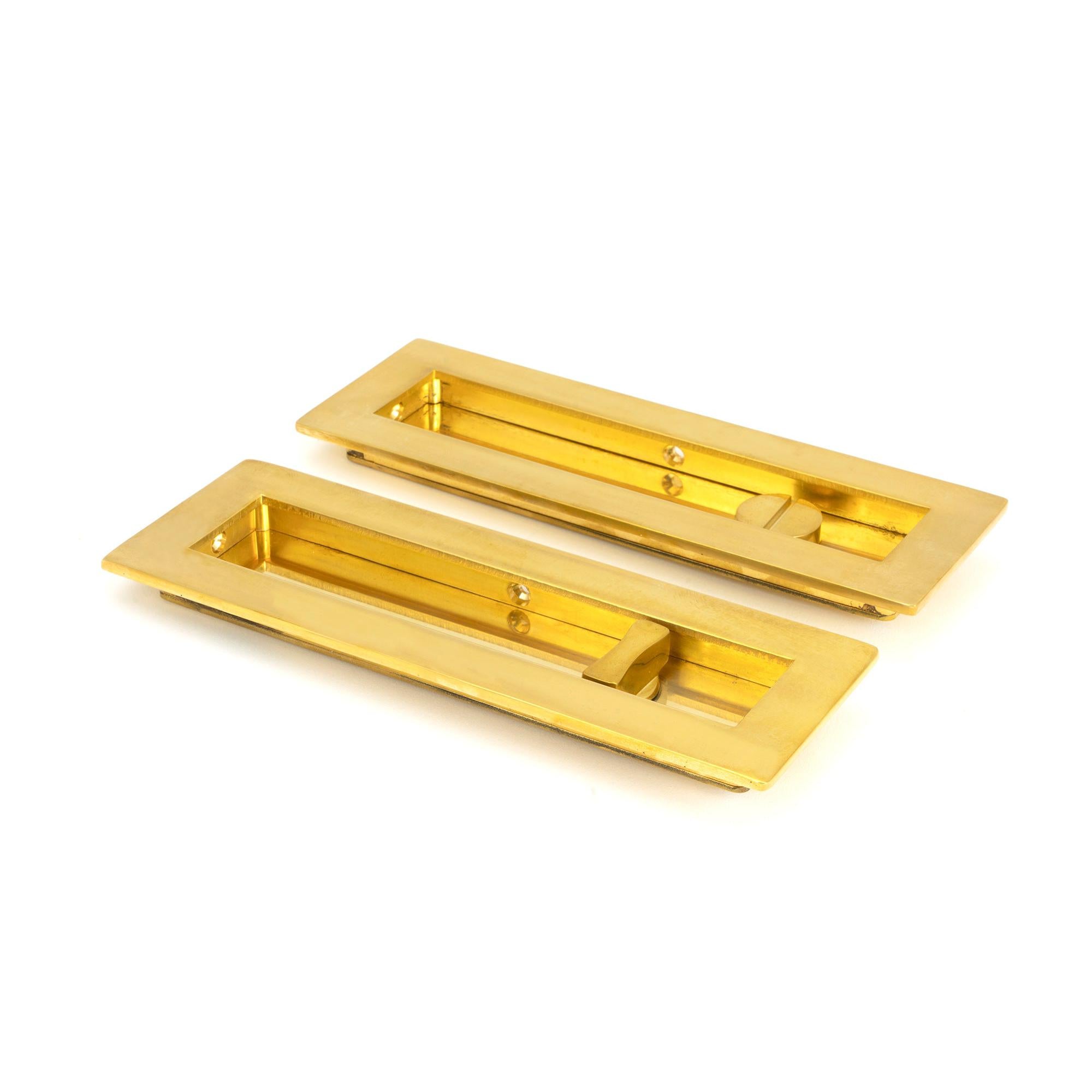 Polished Brass 175mm Plain Rectangular Pull - Privacy Set | From The Anvil - Cabinet Pulls - From The Anvil - Yester Home