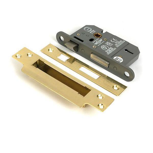 Polished Brass 2½" 5 Lever BS Sash Lock - Sash Locks - From The Anvil - Yester Home