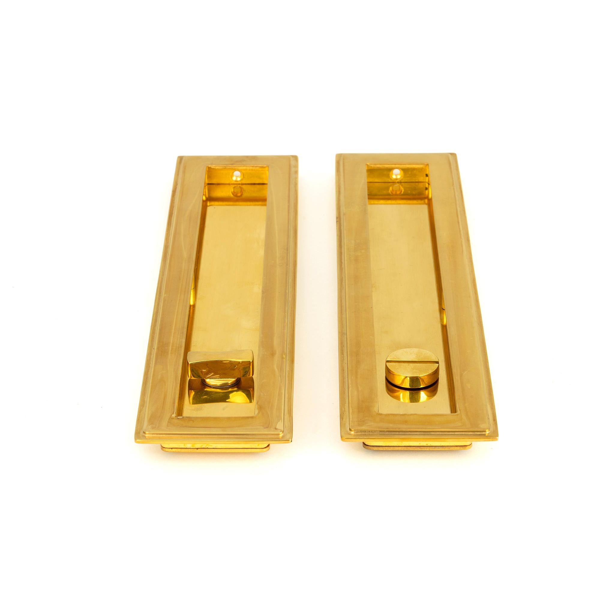 Polished Brass 250mm Art Deco Rectangular Pull - Privacy Set | From The Anvil - Cabinet Pulls - From The Anvil - Yester Home