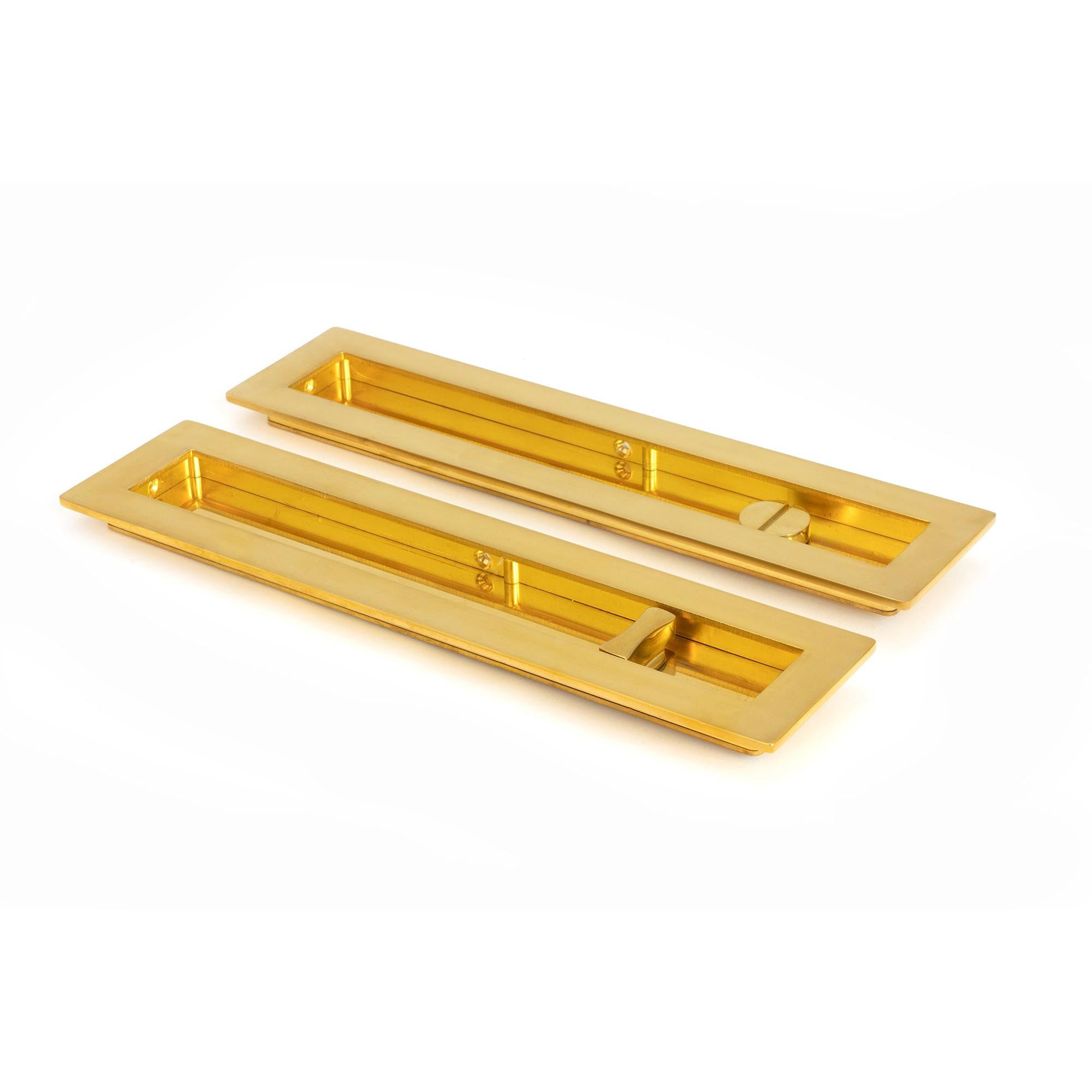 Polished Brass 250mm Plain Rectangular Pull - Privacy Set | From The Anvil - Cabinet Pulls - From The Anvil - Yester Home