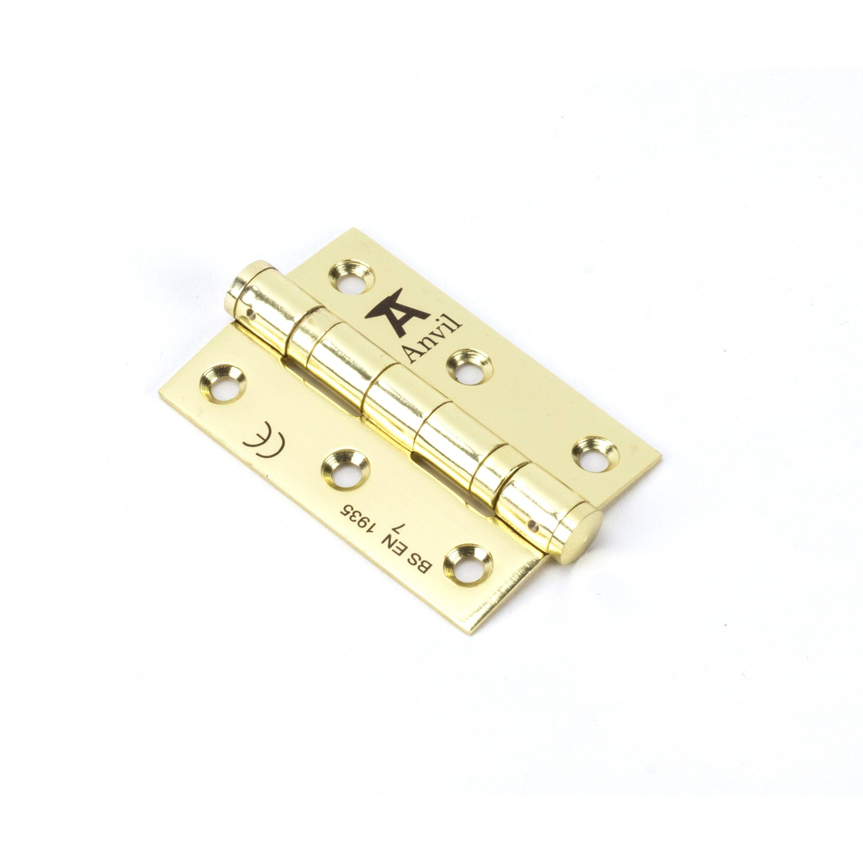 Polished Brass 3" Ball Bearing Butt Hinge (pair) ss | From The Anvil-Butt Hinges-Yester Home