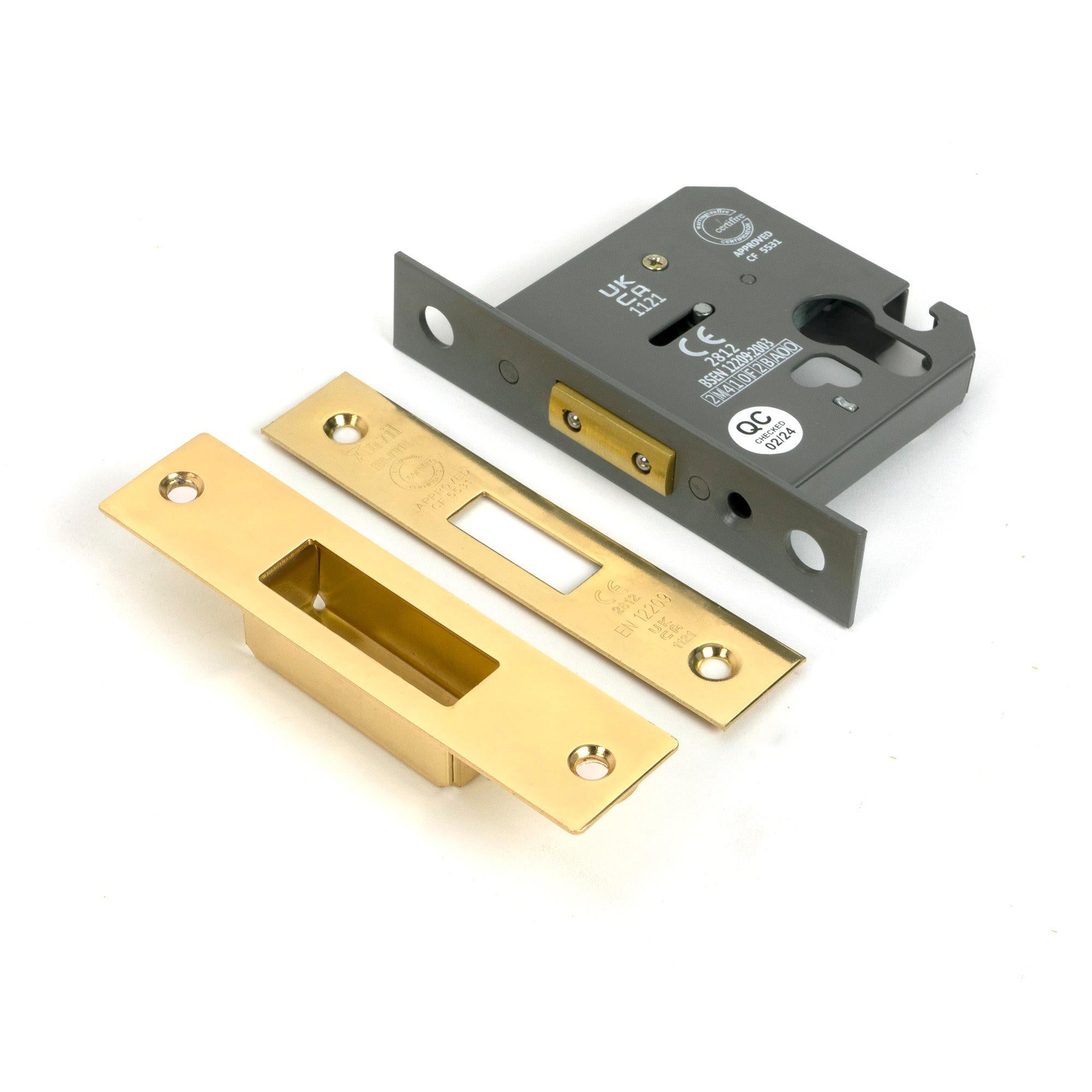 Polished Brass 3" Euro Profile Dead Lock - Deadlocks & Deadbolts - From The Anvil - Yester Home