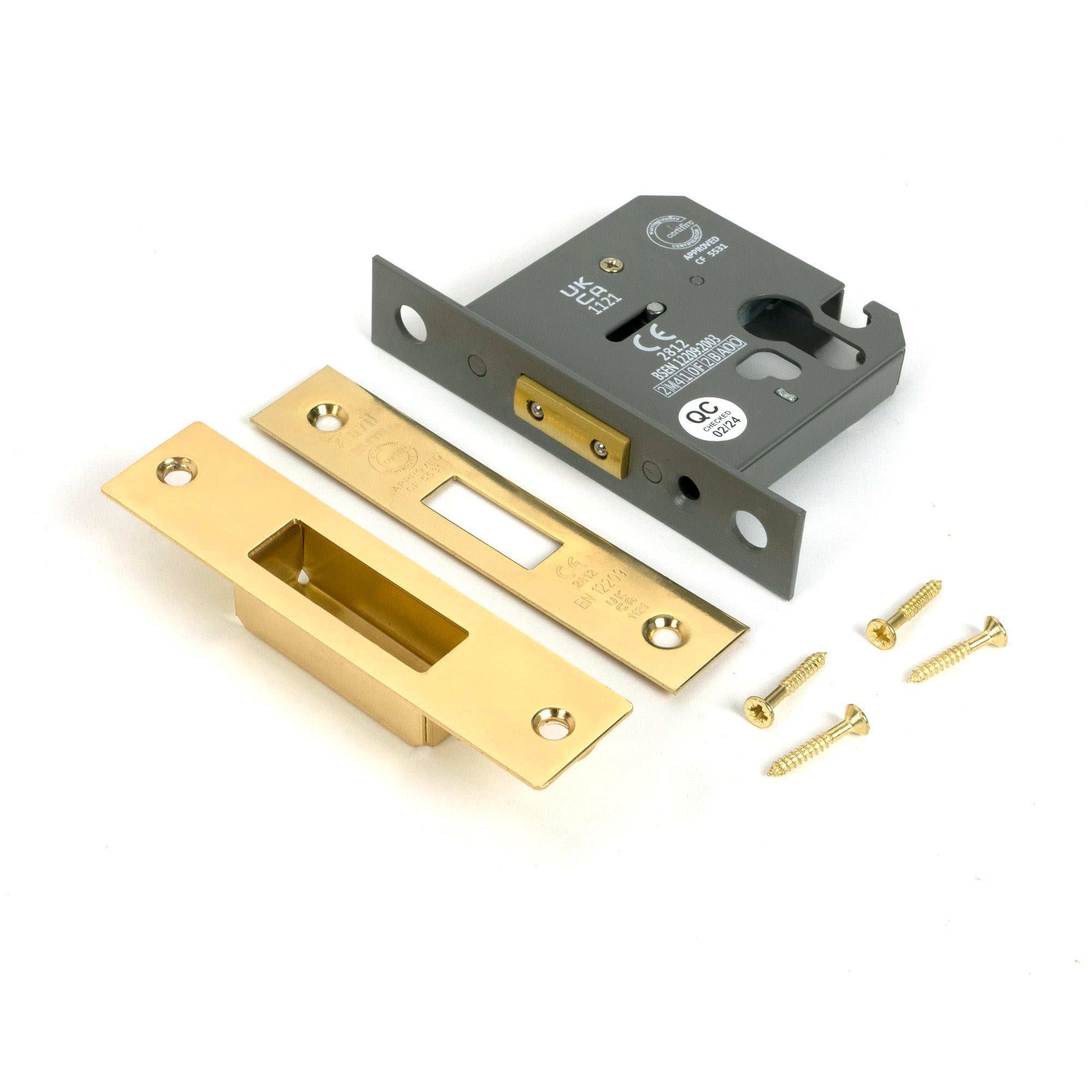 Polished Brass 3" Euro Profile Dead Lock - Deadlocks & Deadbolts - From The Anvil - Yester Home