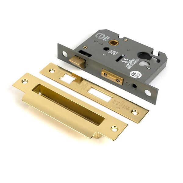 Polished Brass 3" Euro Profile Sash Lock - Euro Locks - From The Anvil - Yester Home