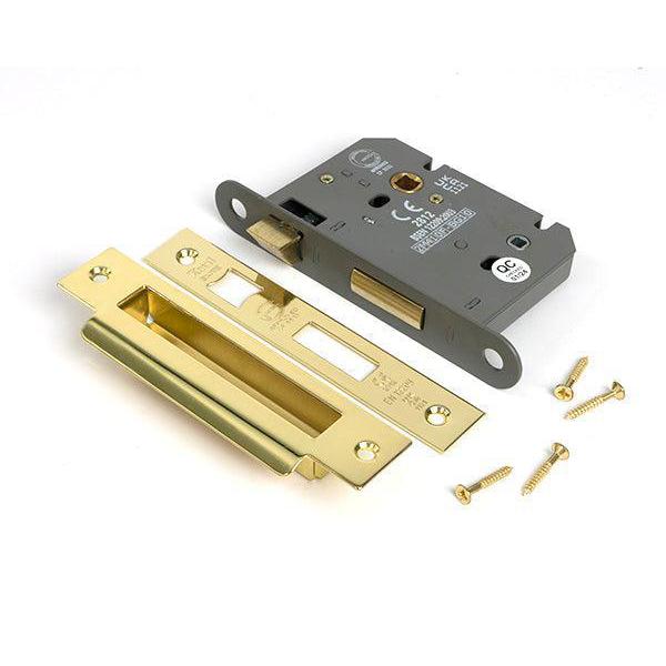 Polished Brass 3" Heavy Duty Bathroom Mortice Lock - Bathroom Locks - From The Anvil - Yester Home