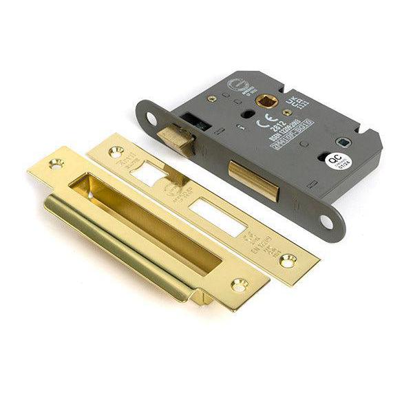 Polished Brass 3" Heavy Duty Bathroom Mortice Lock - Bathroom Locks - From The Anvil - Yester Home