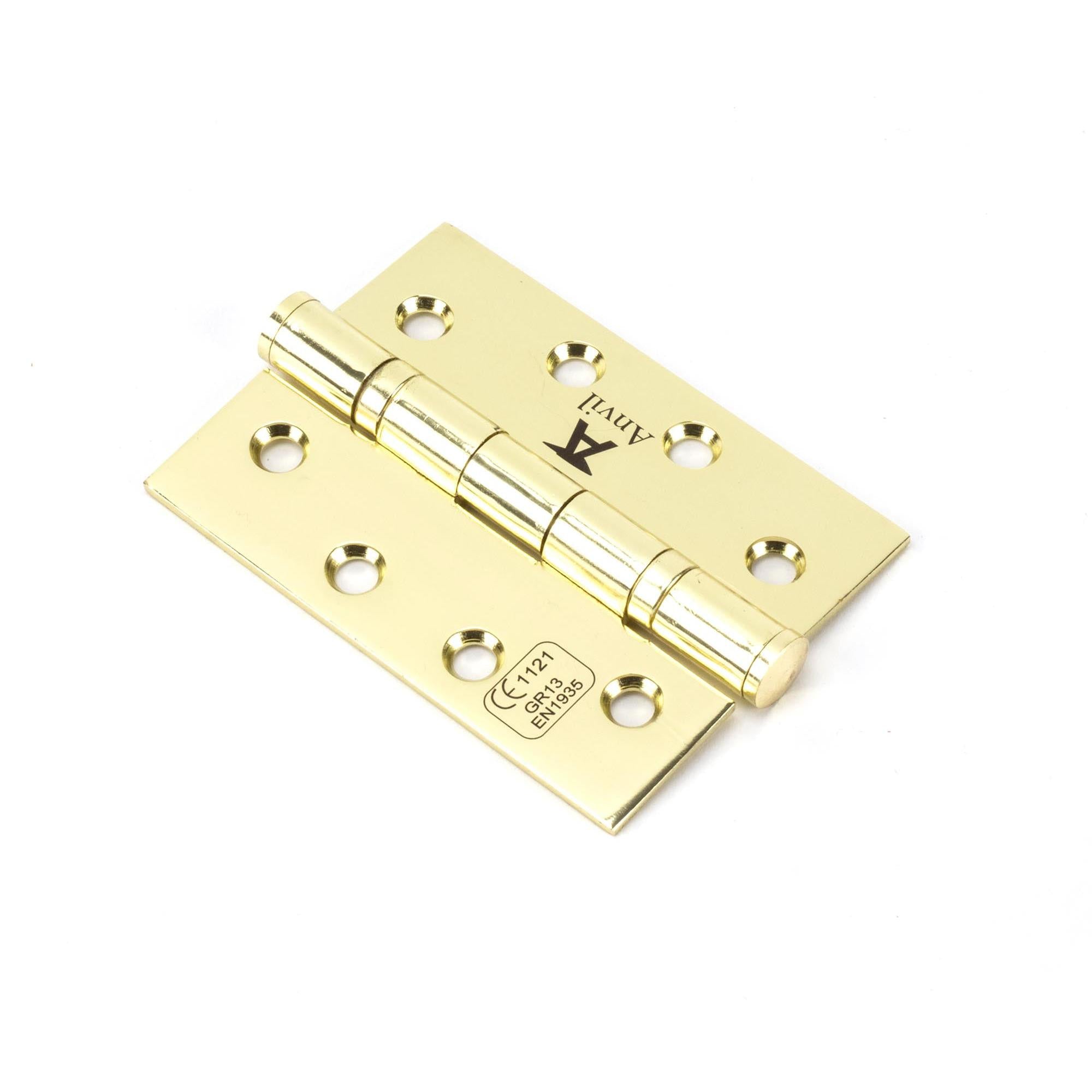 Polished Brass 4" Ball Bearing Butt Hinge (pair) ss | From The Anvil - Butt Hinges - From The Anvil - Yester Home