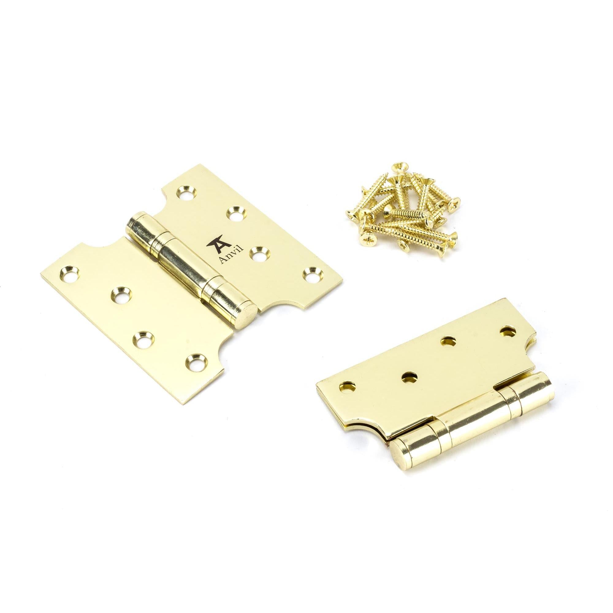 Polished Brass 4" x 2" x 4" Parliament Hinge (pair) ss | From The Anvil - Parliament Hinges - From The Anvil - Yester Home
