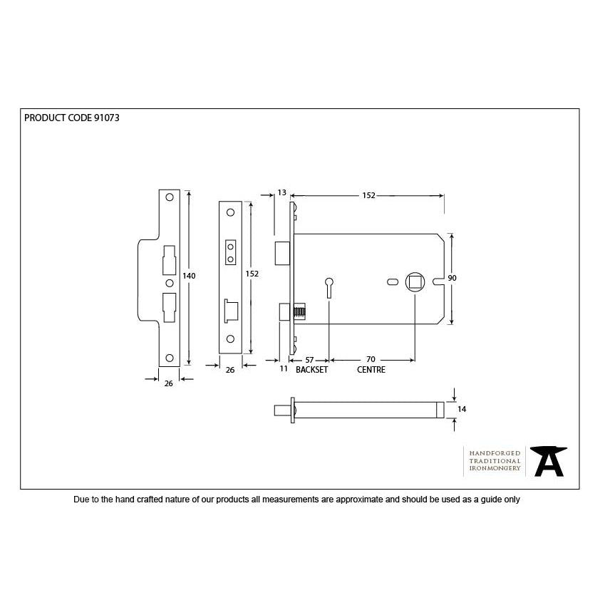 Polished Brass 6" Horizontal 5 Lever Sash Lock | From The Anvil-Horizontal Locks-Yester Home