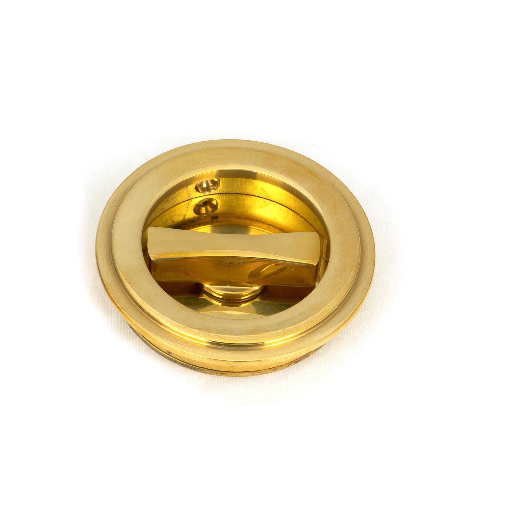 Polished Brass 60mm Art Deco Round Pull - Privacy Set | From The Anvil-Cabinet Pulls-Yester Home