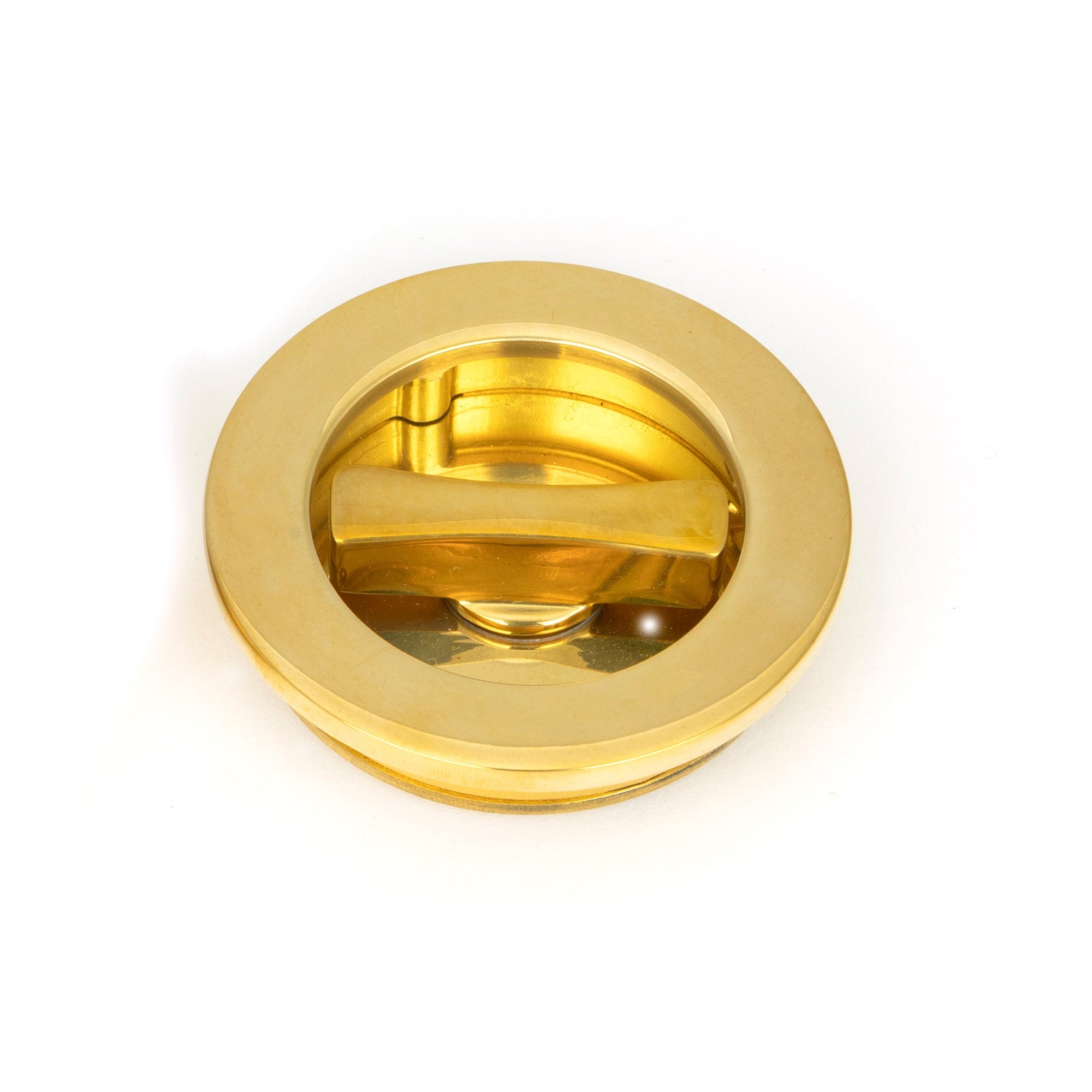 Polished Brass 60mm Plain Round Pull - Privacy Set | From The Anvil-Cabinet Pulls-Yester Home