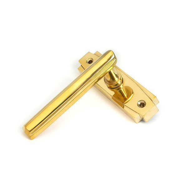 Polished Brass Art Deco Lever on Rose Set | From The Anvil-Lever on Rose-Yester Home