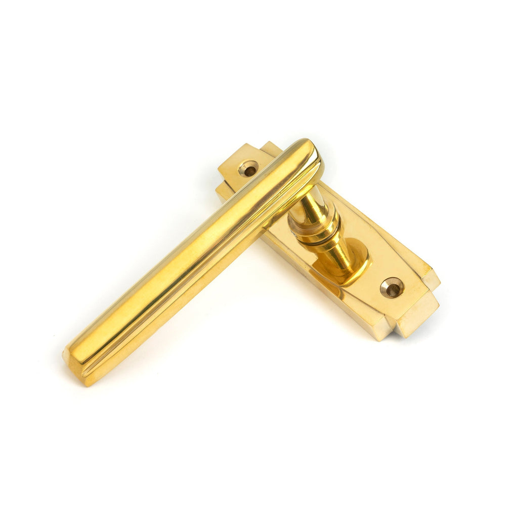 Polished Brass Art Deco Lever on Rose Set | From The Anvil-Lever on Rose-Yester Home