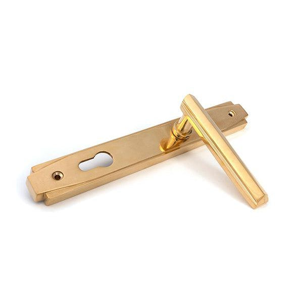 Polished Brass Art Deco Slimline Lever Espag. Lock Set | From The Anvil-Espagnolette-Yester Home