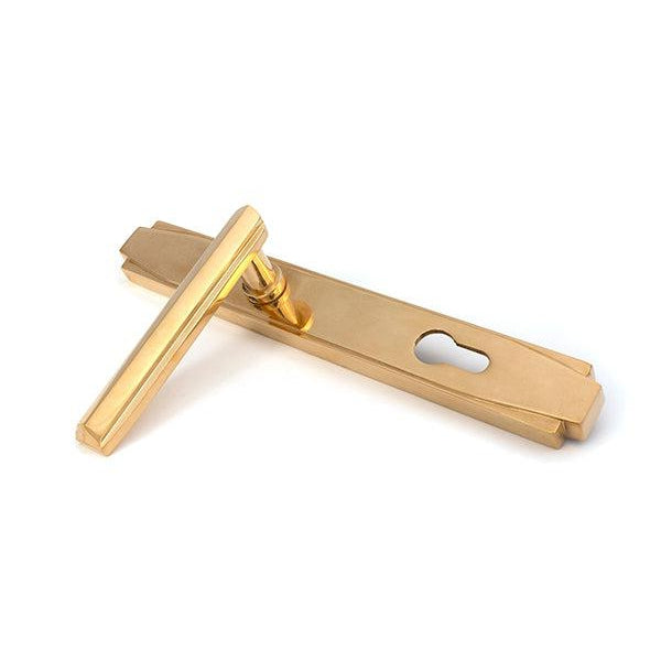 Polished Brass Art Deco Slimline Lever Espag. Lock Set | From The Anvil-Espagnolette-Yester Home
