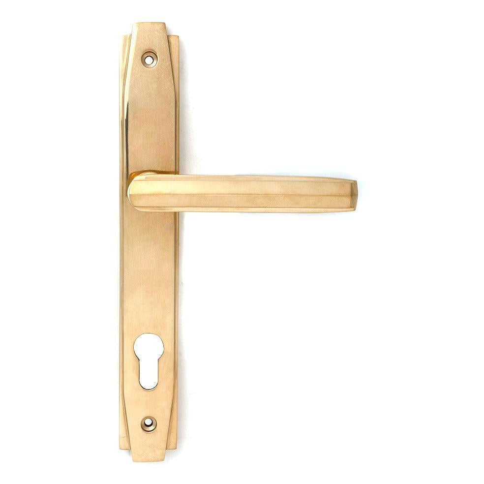 Polished Brass Art Deco Slimline Lever Espag. Lock Set | From The Anvil-Espagnolette-Yester Home