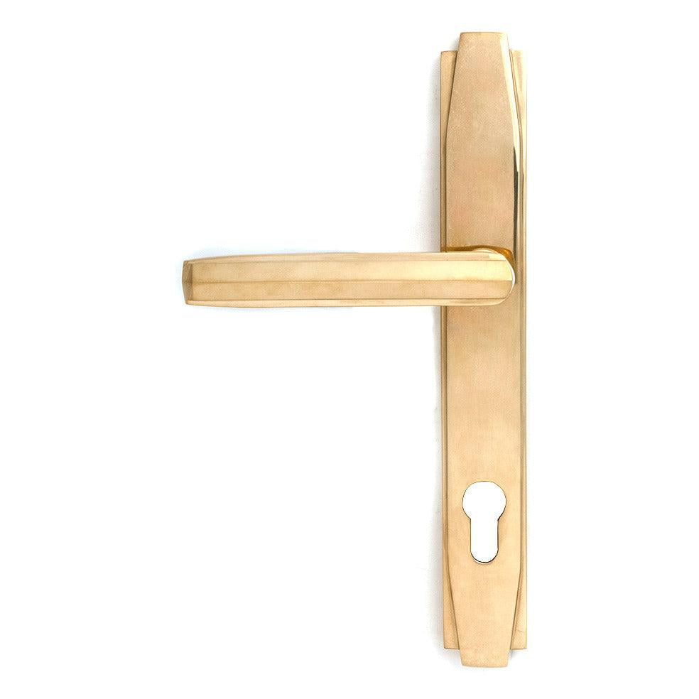 Polished Brass Art Deco Slimline Lever Espag. Lock Set | From The Anvil-Espagnolette-Yester Home