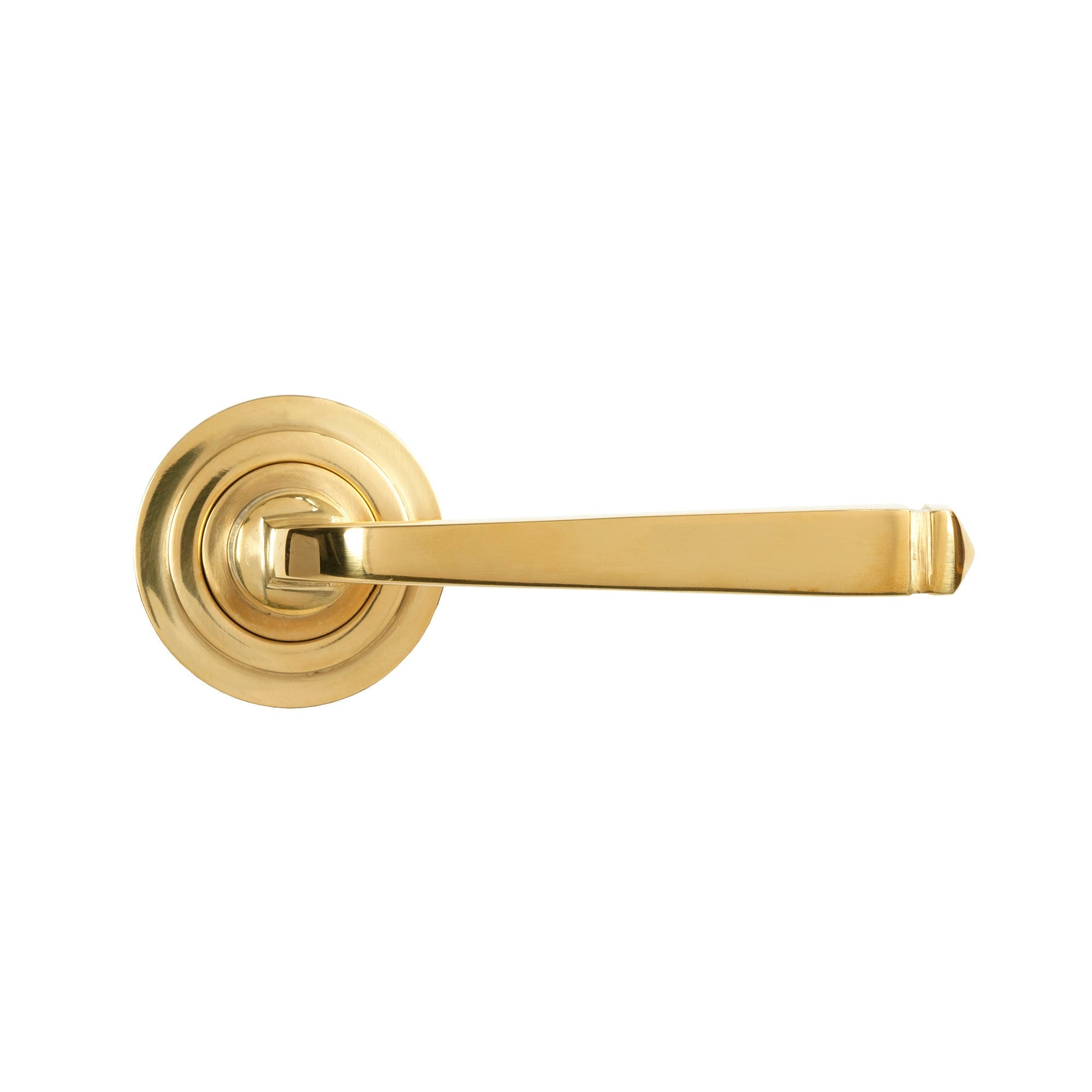 Polished Brass Avon Round Lever on Rose Set (Art Deco) | From The Anvil-Concealed-Yester Home
