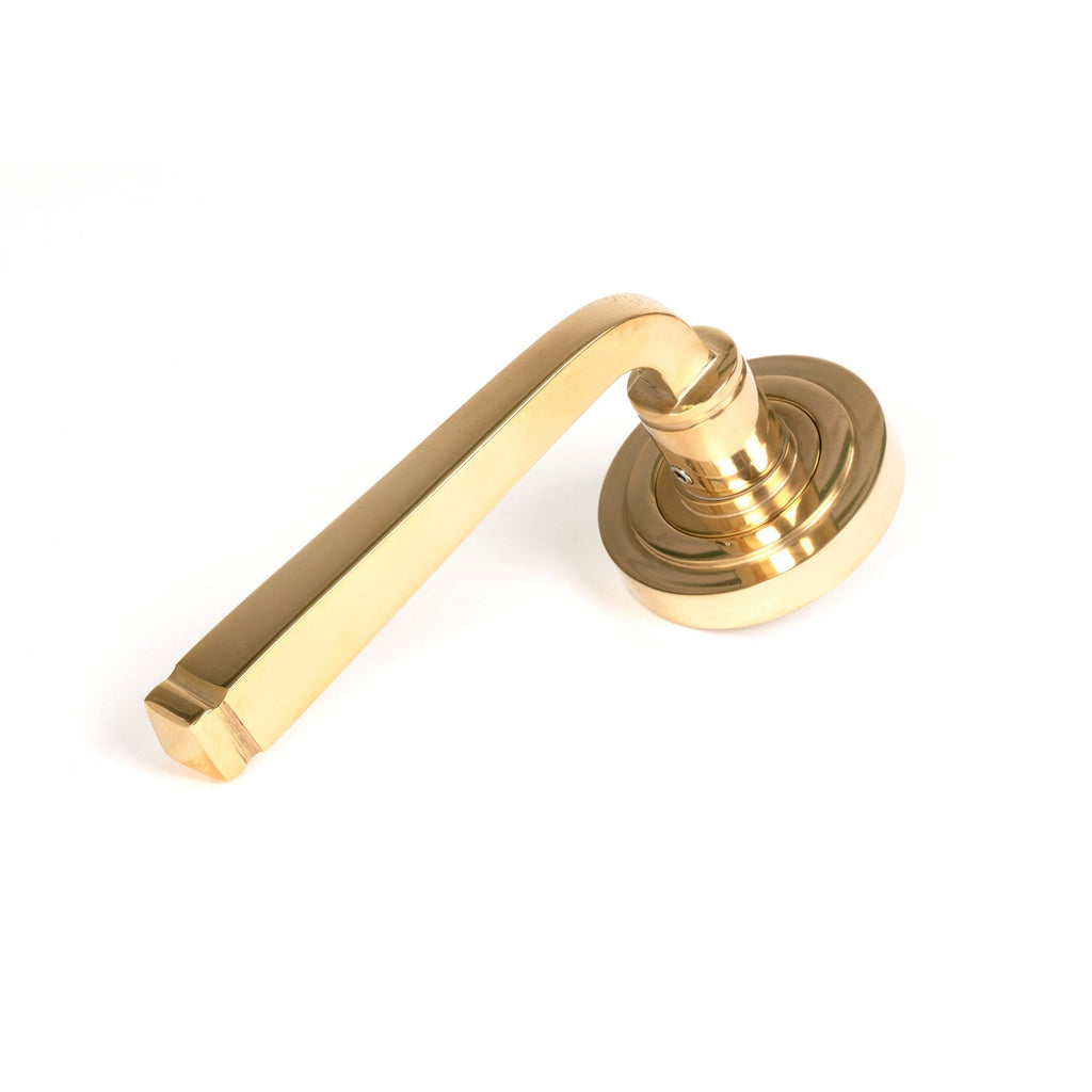 Polished Brass Avon Round Lever on Rose Set (Art Deco) | From The Anvil-Concealed-Yester Home