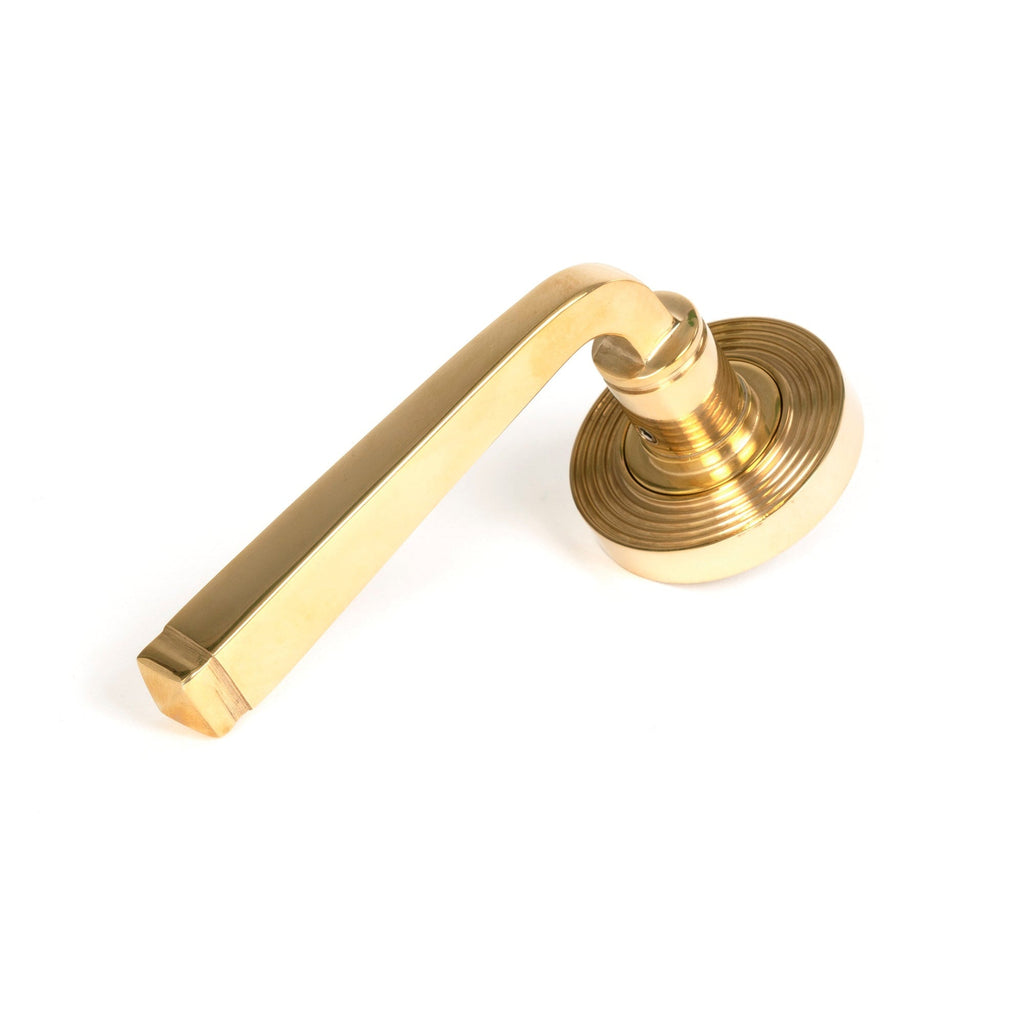 Polished Brass Avon Round Lever on Rose Set (Beehive) | From The Anvil-Concealed-Yester Home