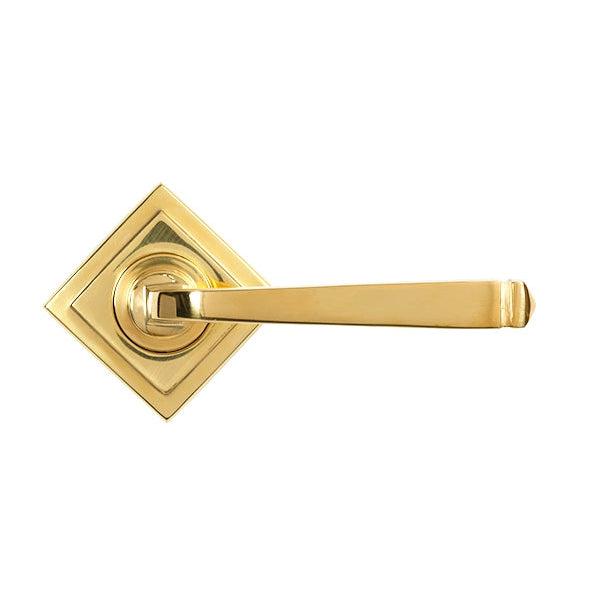 Polished Brass Avon Round Lever on Rose Set (Square) | From The Anvil-Concealed-Yester Home