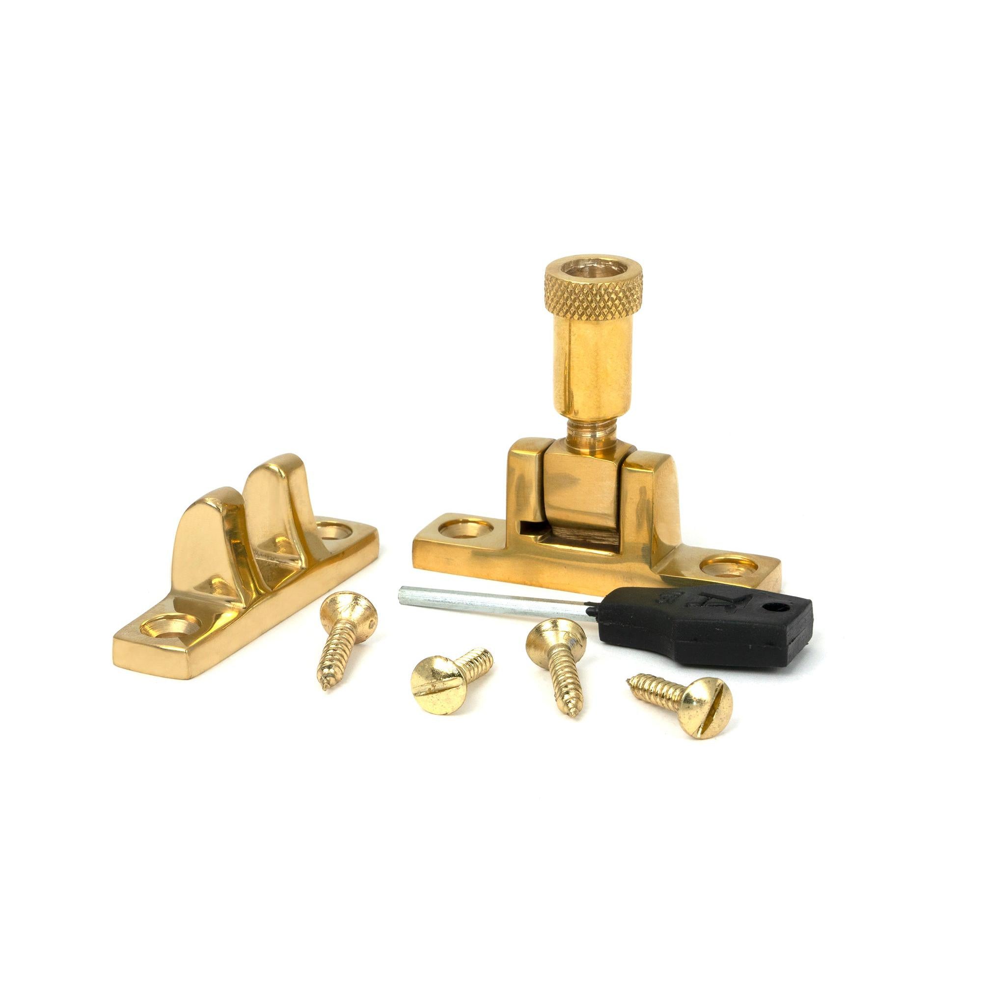 Polished Brass Brompton Brighton Fastener - Narrow (Square) | From The Anvil - Brighton Fasteners - From The Anvil - Yester Home