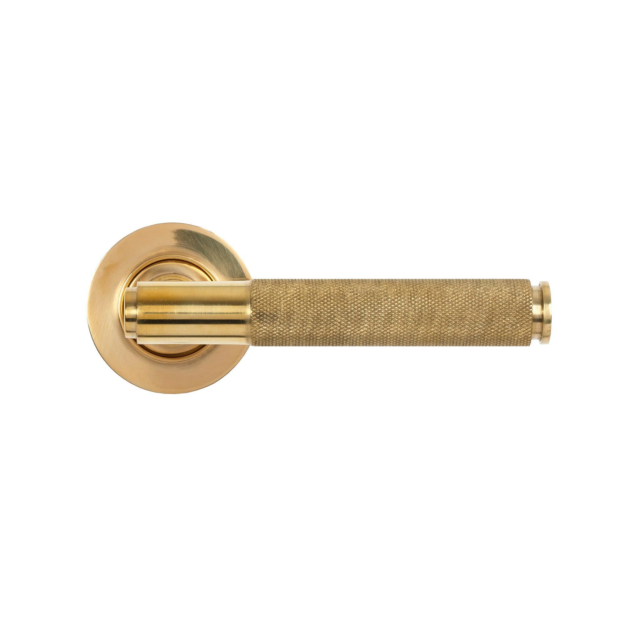 Polished Brass Brompton Lever on Rose Set (Plain) - Unsprung | From The Anvil - Concealed - From The Anvil - Yester Home