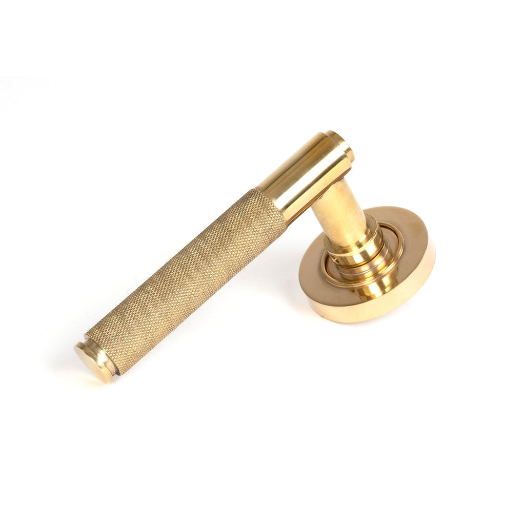 Polished Brass Brompton Lever on Rose Set (Plain) - Unsprung | From The Anvil-Concealed-Yester Home