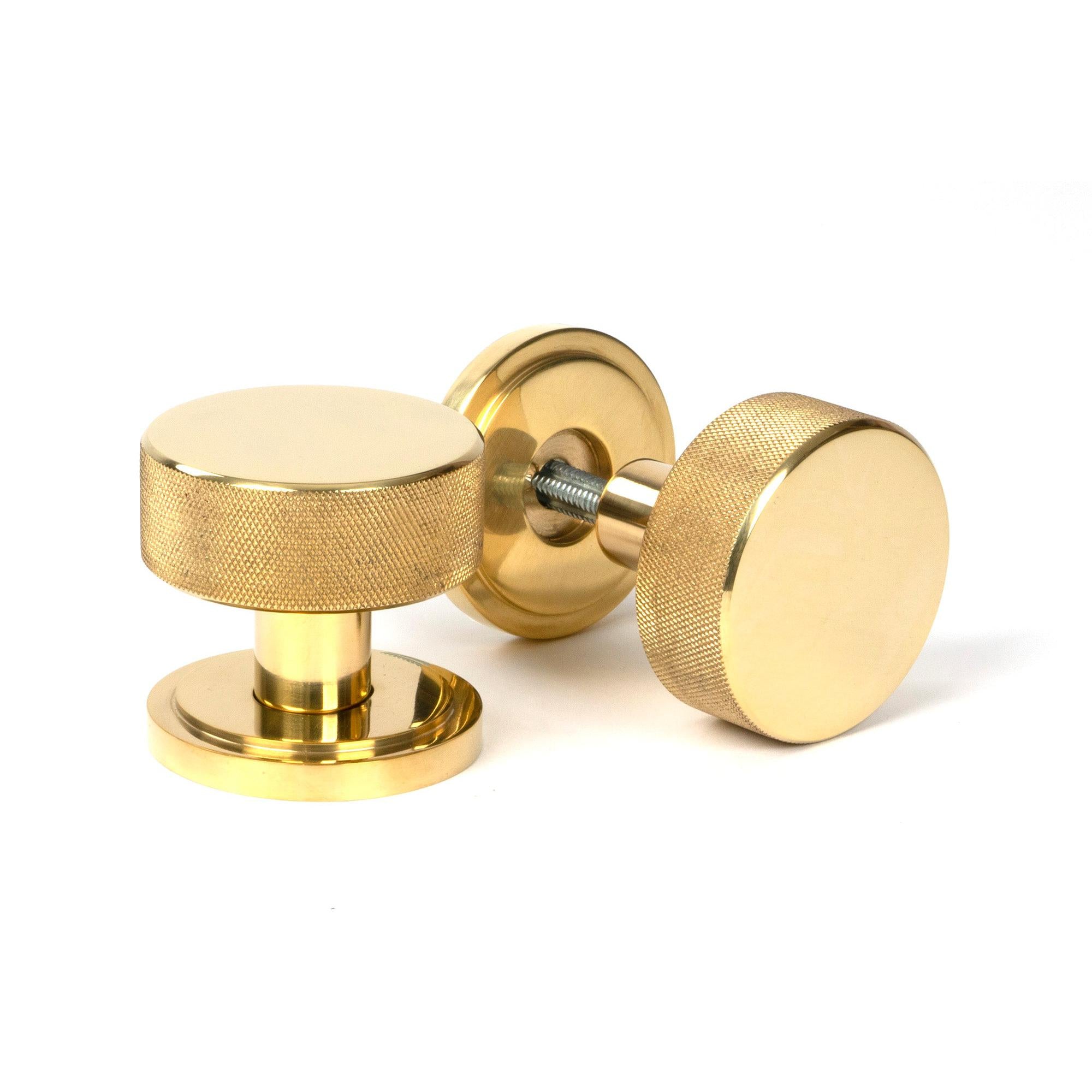 Polished Brass Brompton Mortice/Rim Knob Set Knob (Art Deco) | From The Anvil - Mortice Knobs - From The Anvil - Yester Home