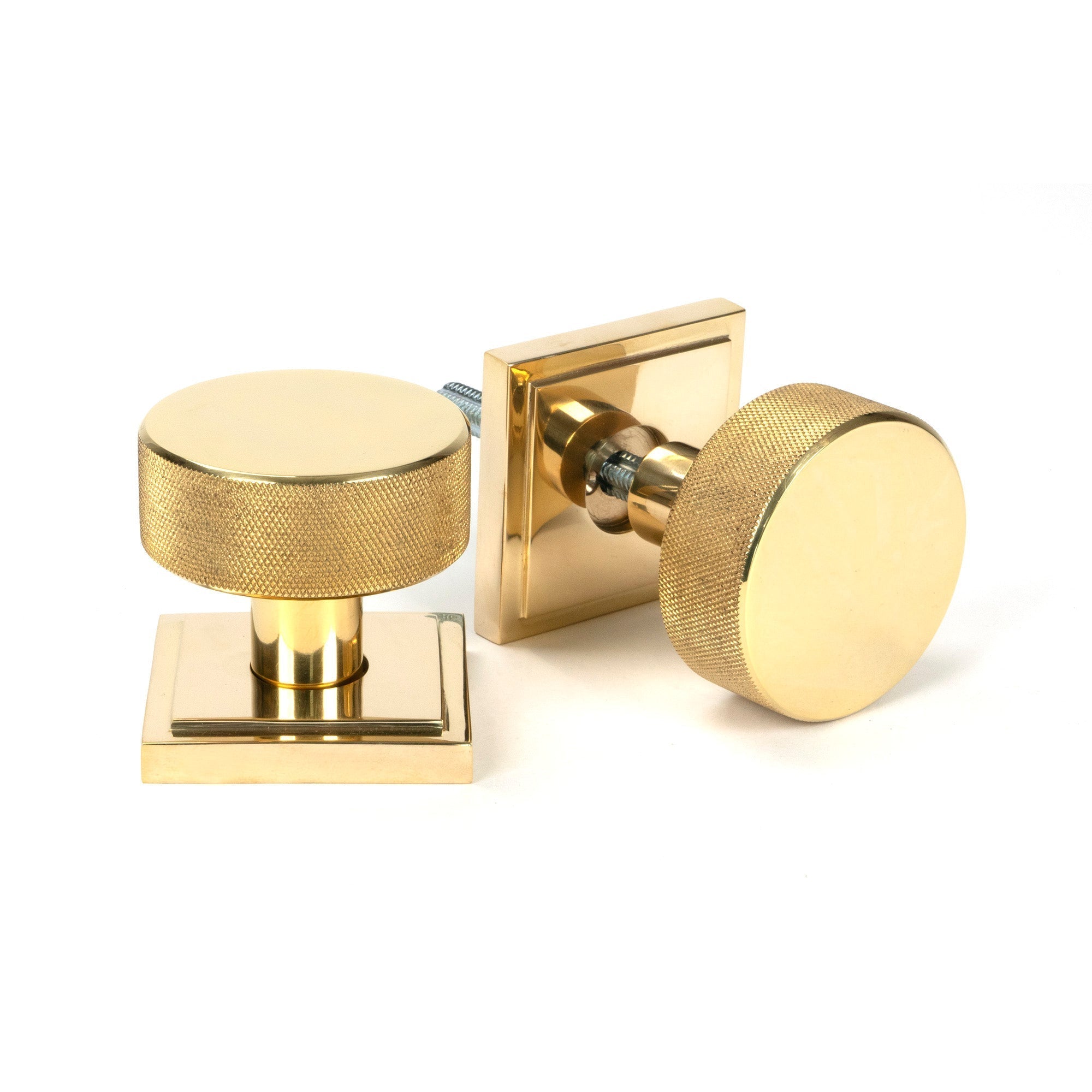Polished Brass Brompton Mortice/Rim Knob Set Knob (Square) | From The Anvil-Mortice Knobs-Yester Home