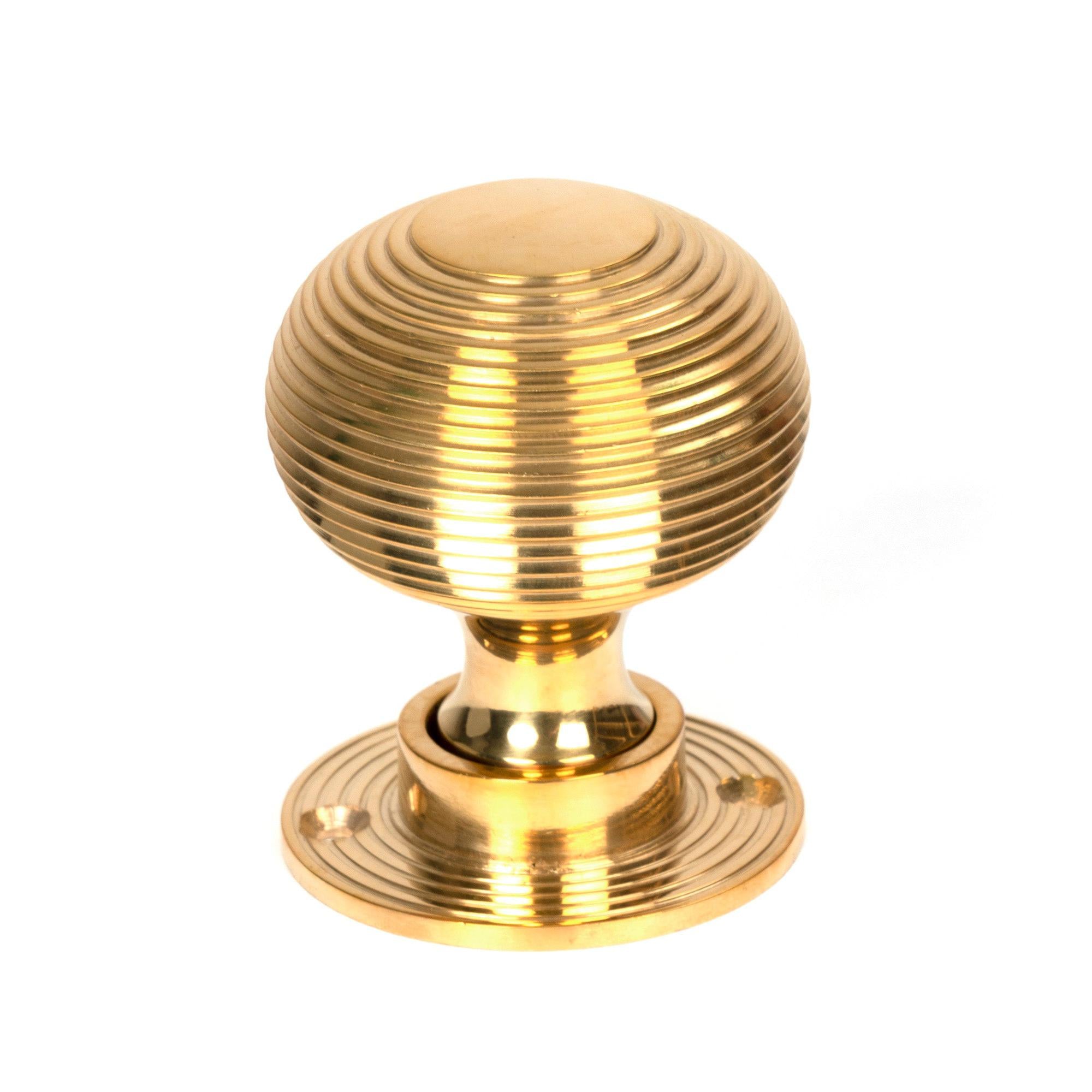 Polished Brass Heavy Beehive Mortice/Rim Knob Set | From The Anvil - Mortice Knobs - From The Anvil - Yester Home